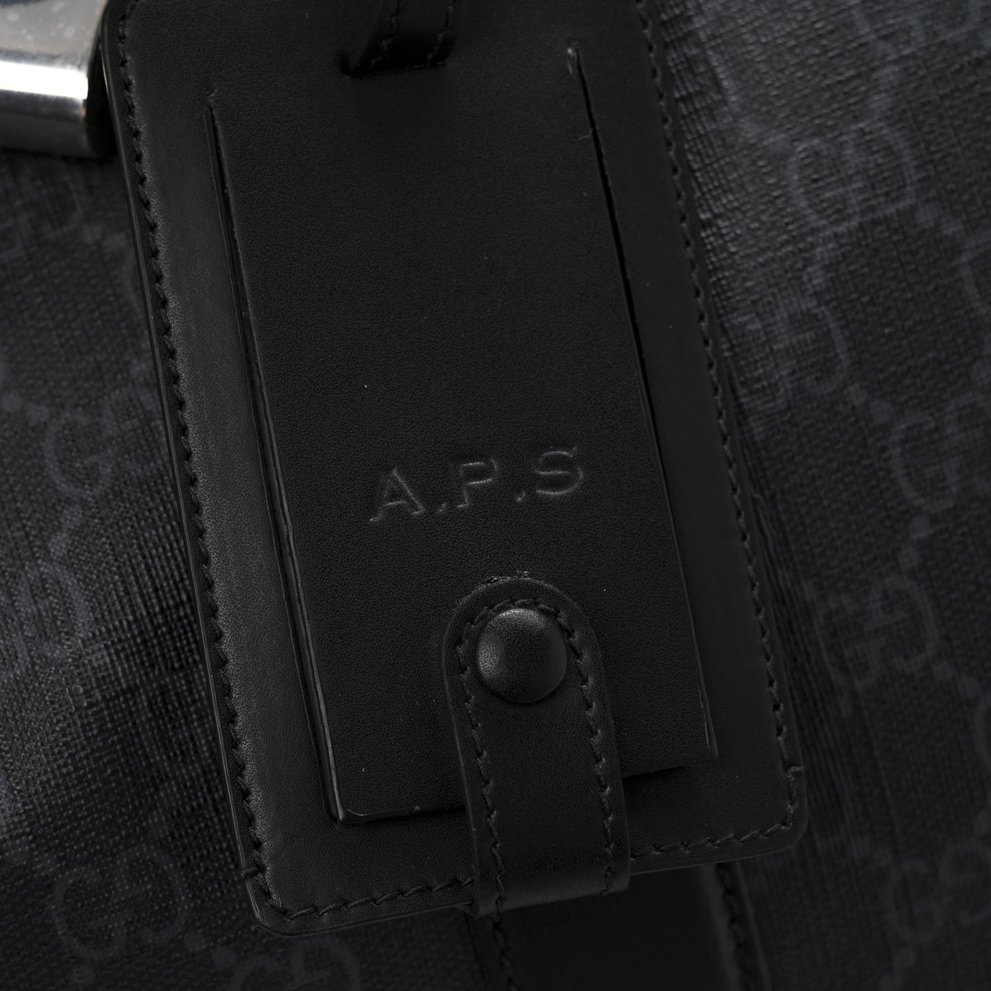 Soft GG Supreme Monogram Appia Calfskin Web Medium Carry On Duffle Bag Black Grey