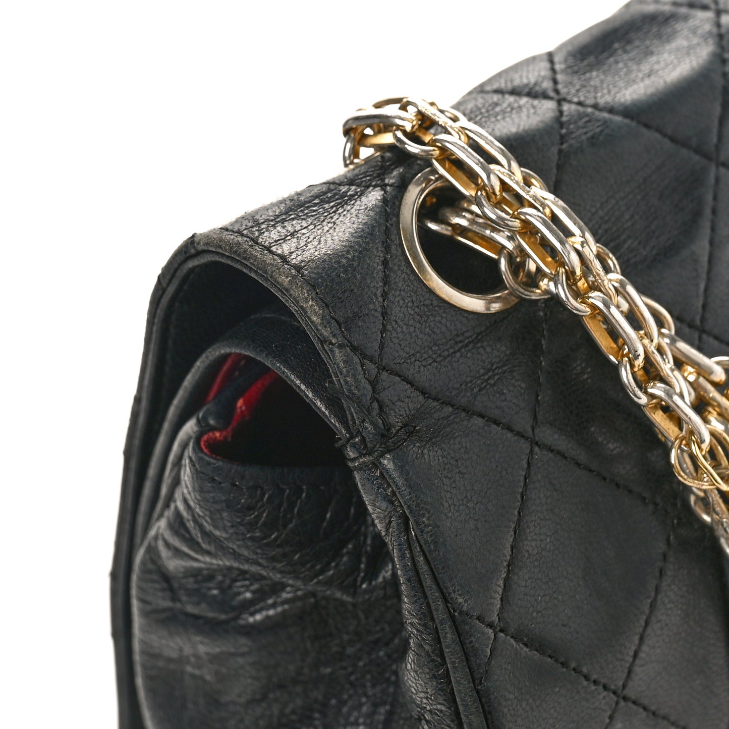 Lambskin Quilted Medium Bijoux Chain Double Flap Black