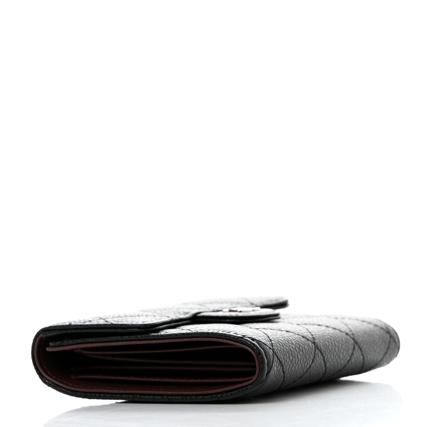 Caviar Quilted Compact Flap Wallet Black