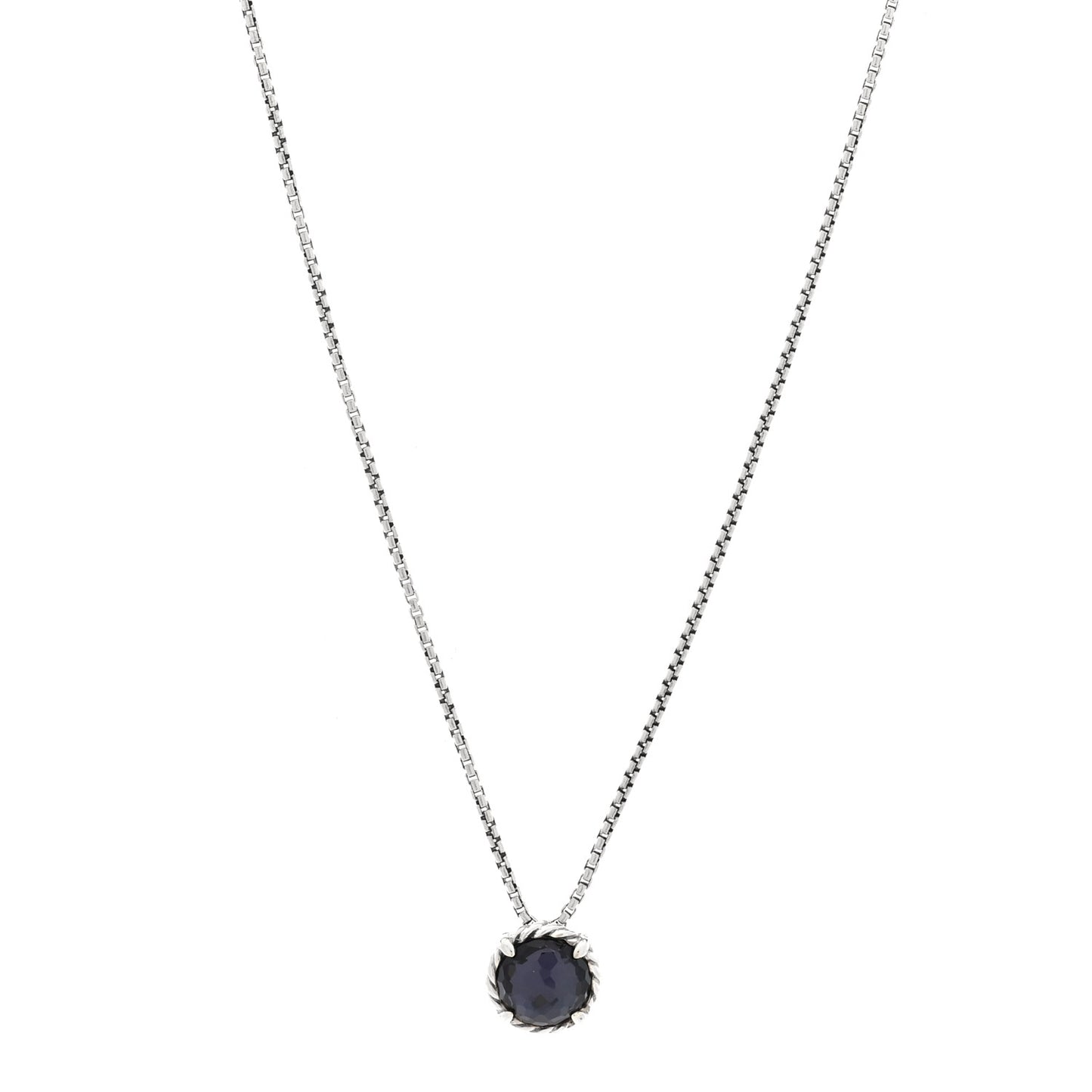 Sterling Silver Black Orchid 8mm Petite Chatelaine Pendant Necklace