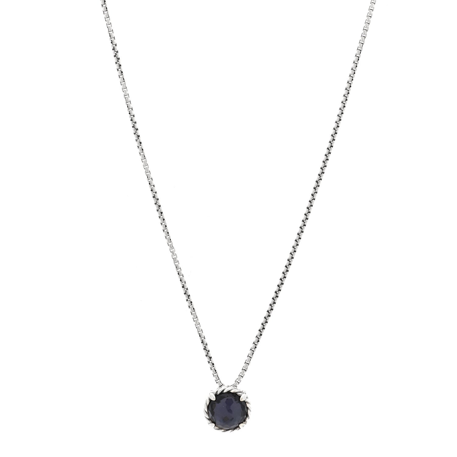 David Yurman Sterling Silver Black Orchid 8mm Petite Chatelaine Pendant Necklace 1 of 4