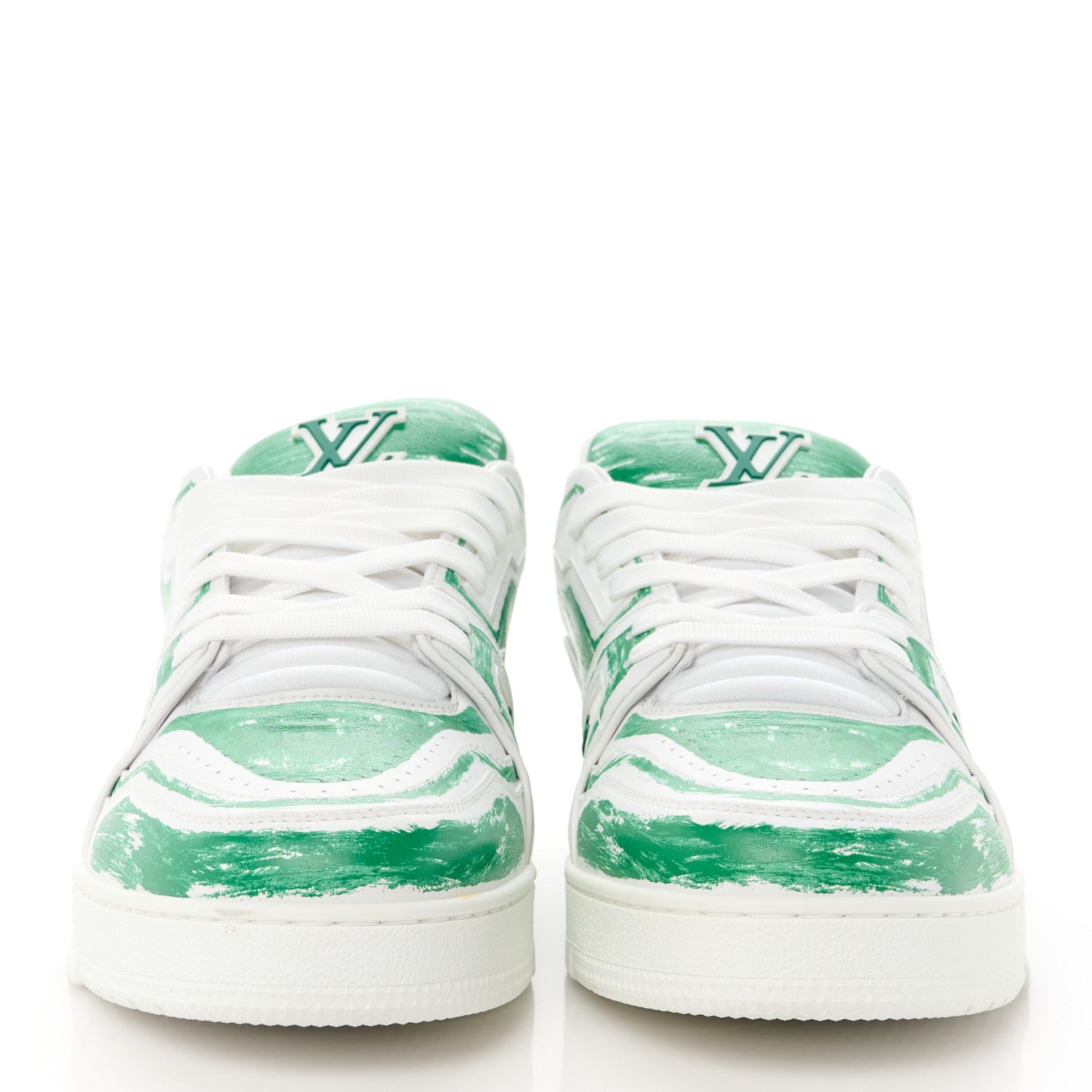 Louis Vuitton Calfskin Monogram Mens LV Trainer Sneakers 12 Green 2 of 9