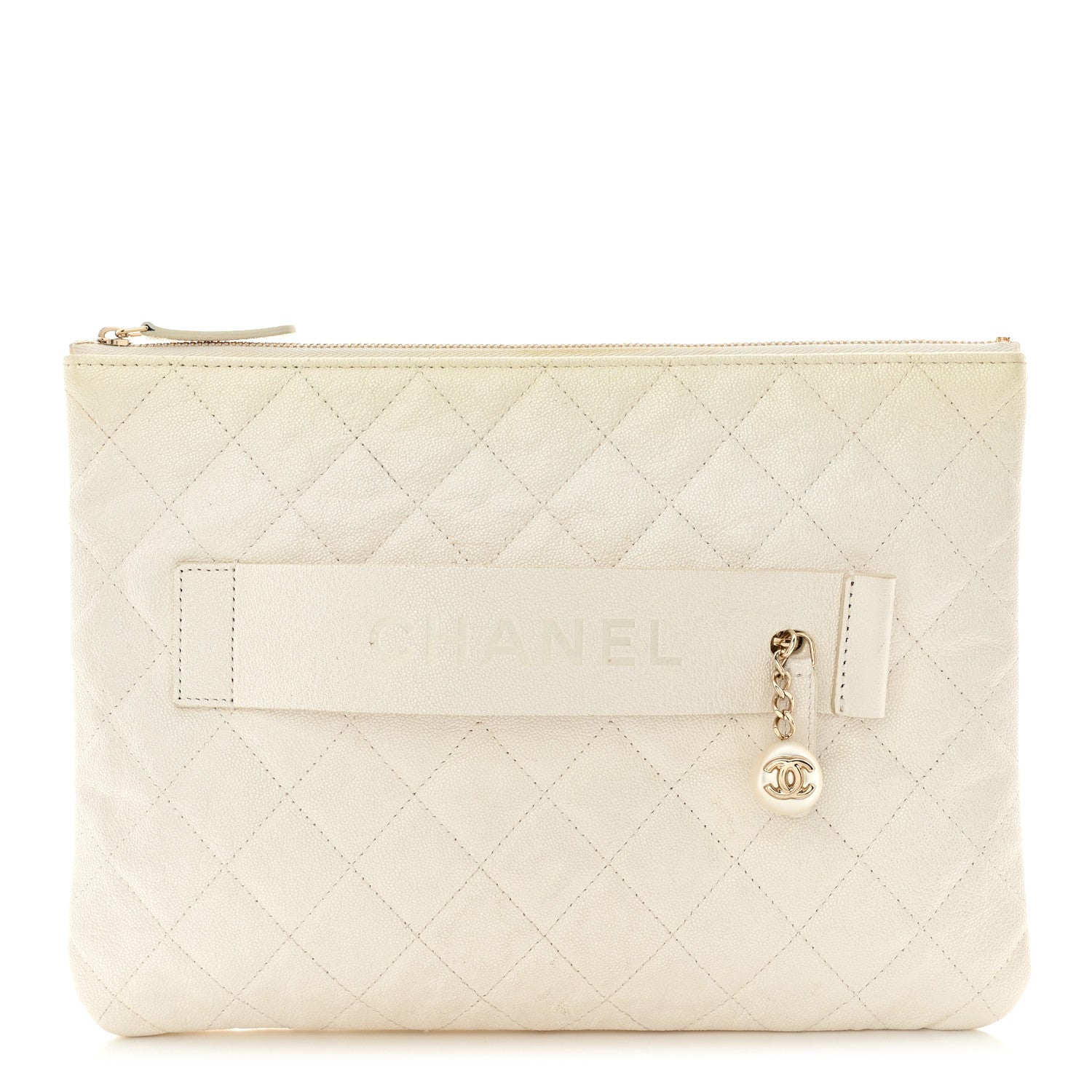 Chanel Iridescent Caviar Medium Night by the C Pouch Clutch White 1 of 14