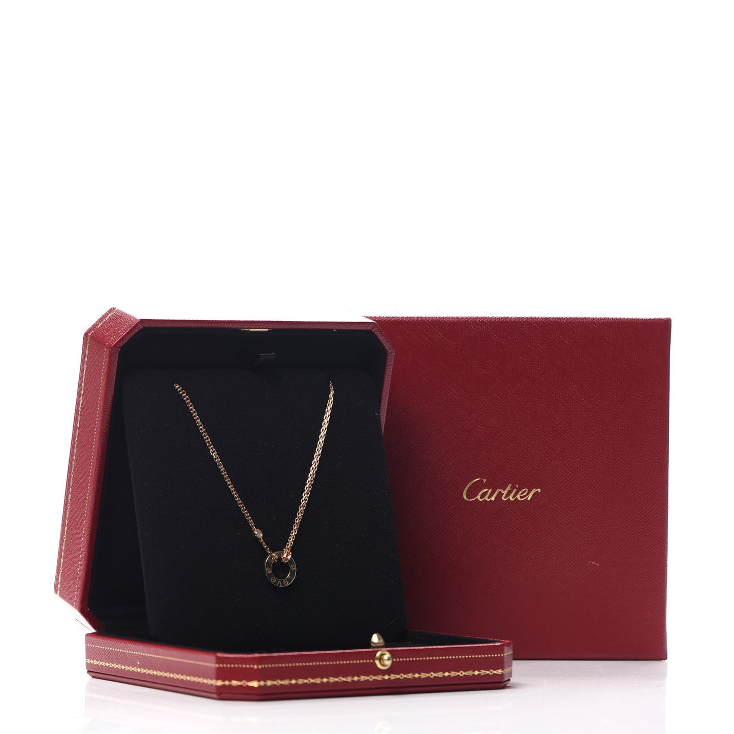 18K Pink Gold 2 Diamond LOVE Necklace
