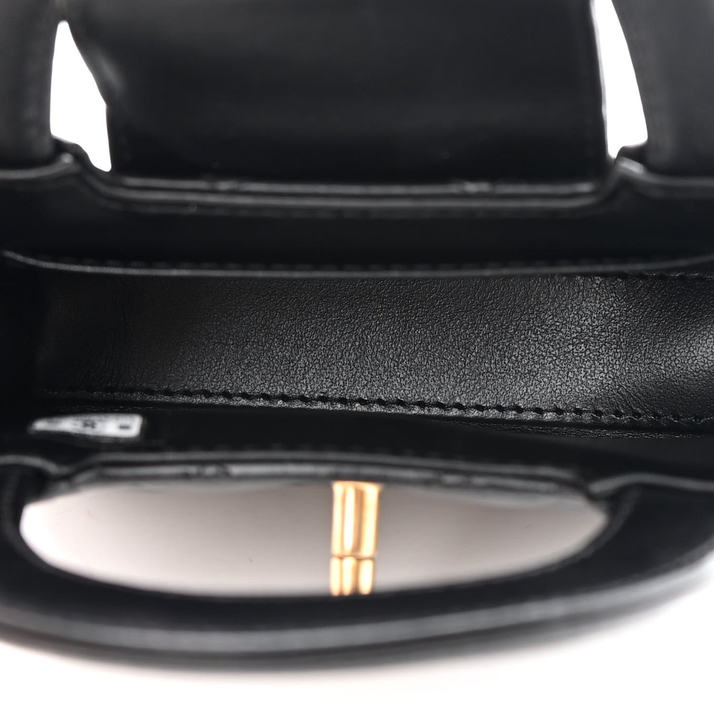 Shiny Aged Calfskin Quilted Mini Nano Kelly Shopper Black
