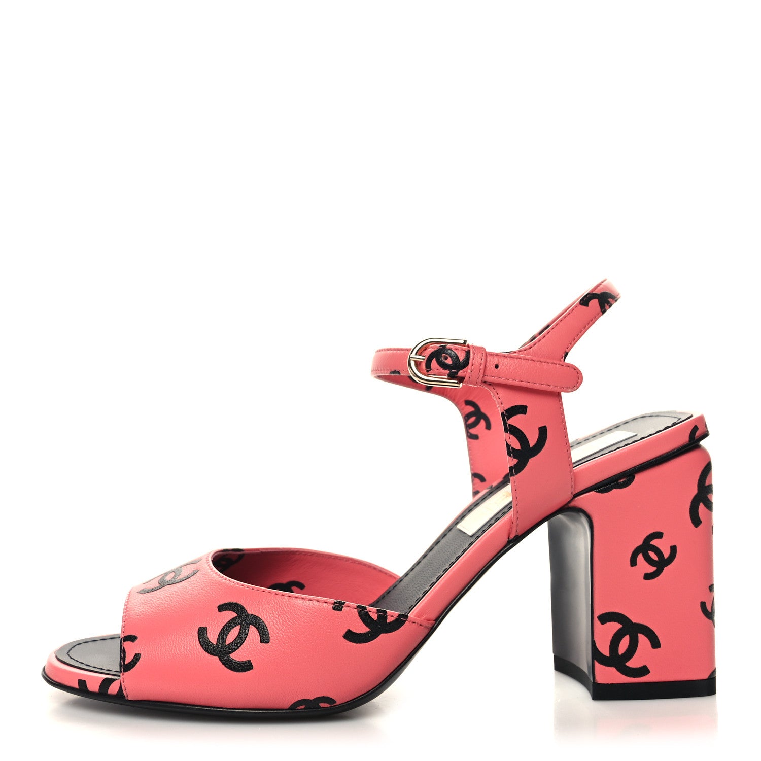 Chanel Printed Lambskin Coco Beach Sandals 37.5 Pink Black 1 of 9