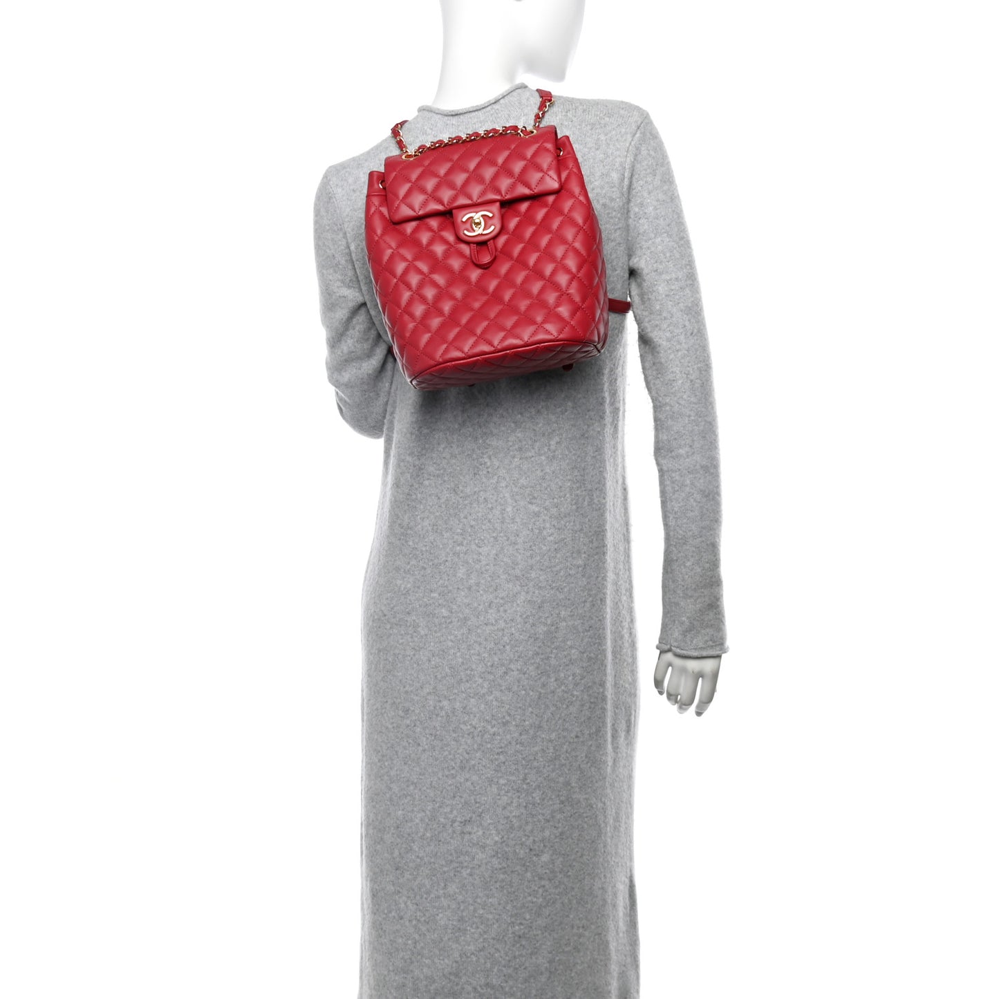 Lambskin Quilted Small Urban Spirit Backpack Red