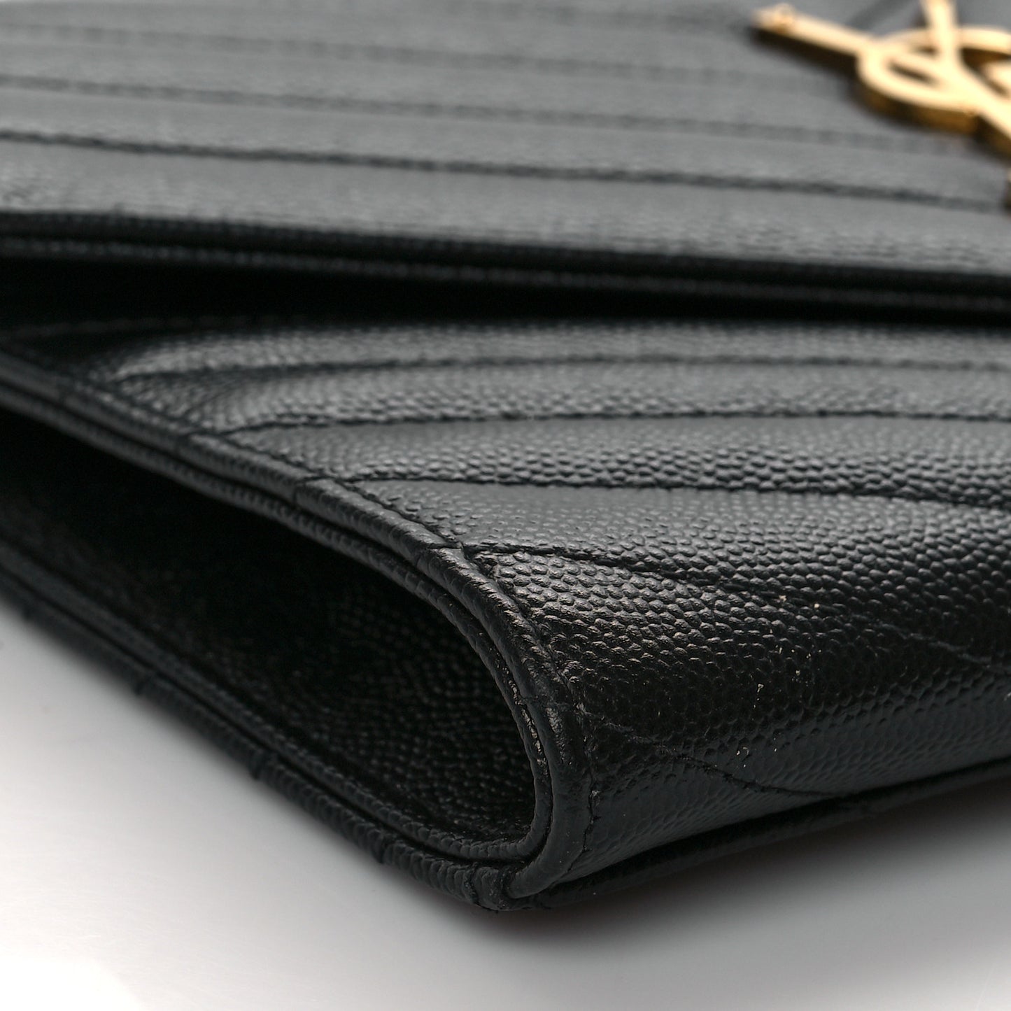 Grain De Poudre Matelasse Chevron Monogram Envelope Clutch Black