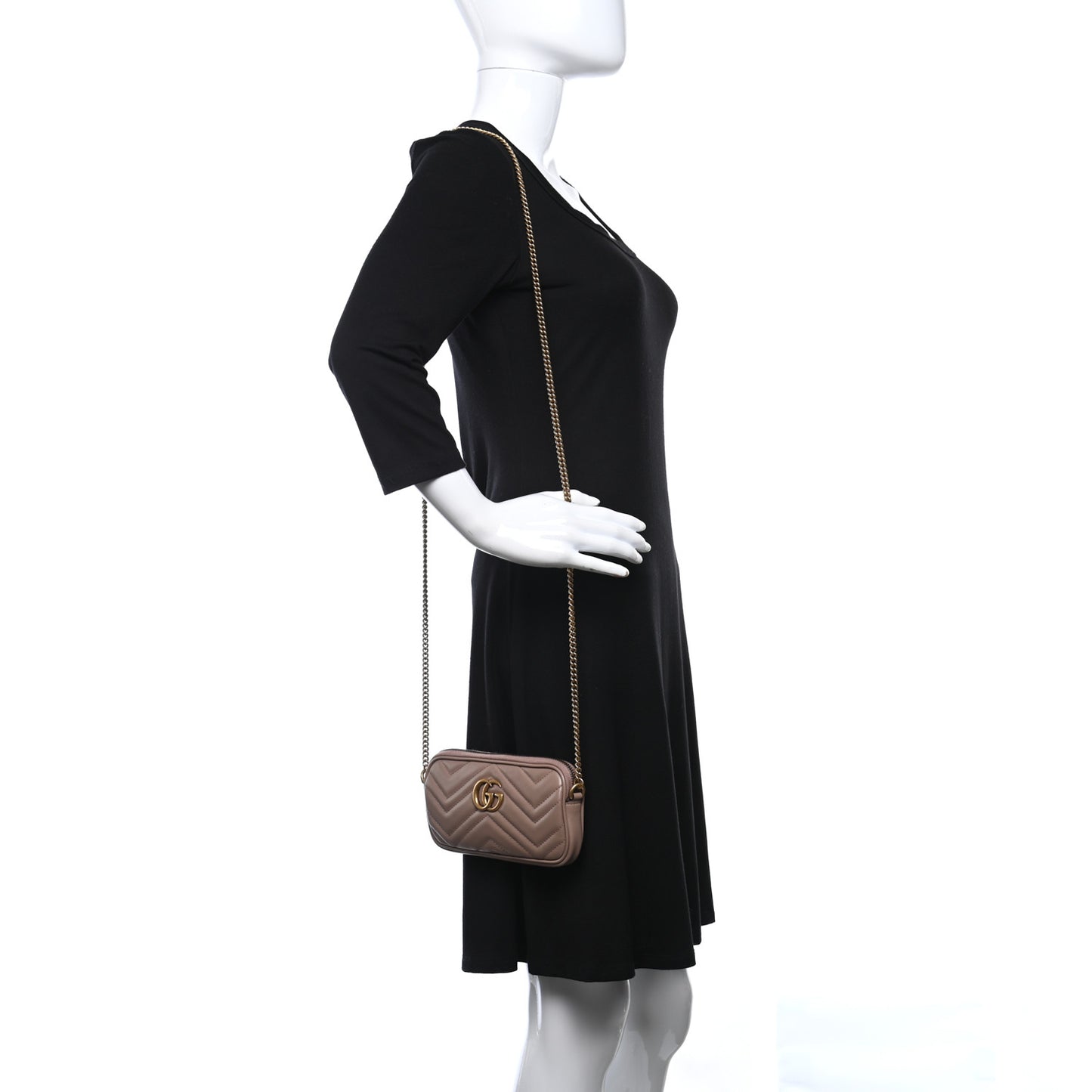 Calfskin Matelasse Mini GG Marmont Chain Crossbody Bag Porcelain Rose