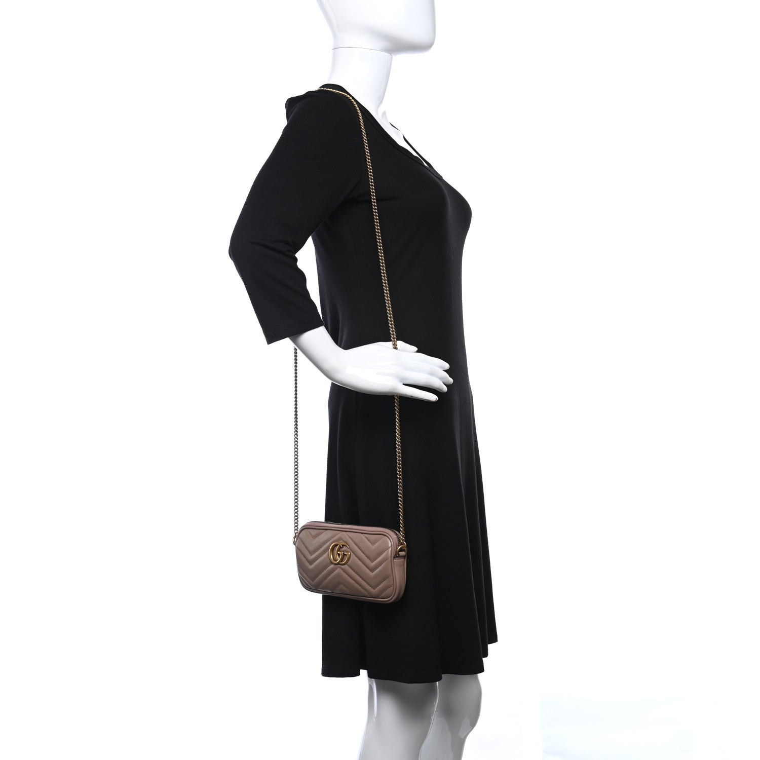 Gucci Calfskin Matelasse Mini GG Marmont Chain Crossbody Bag Porcelain Rose 2 of 10