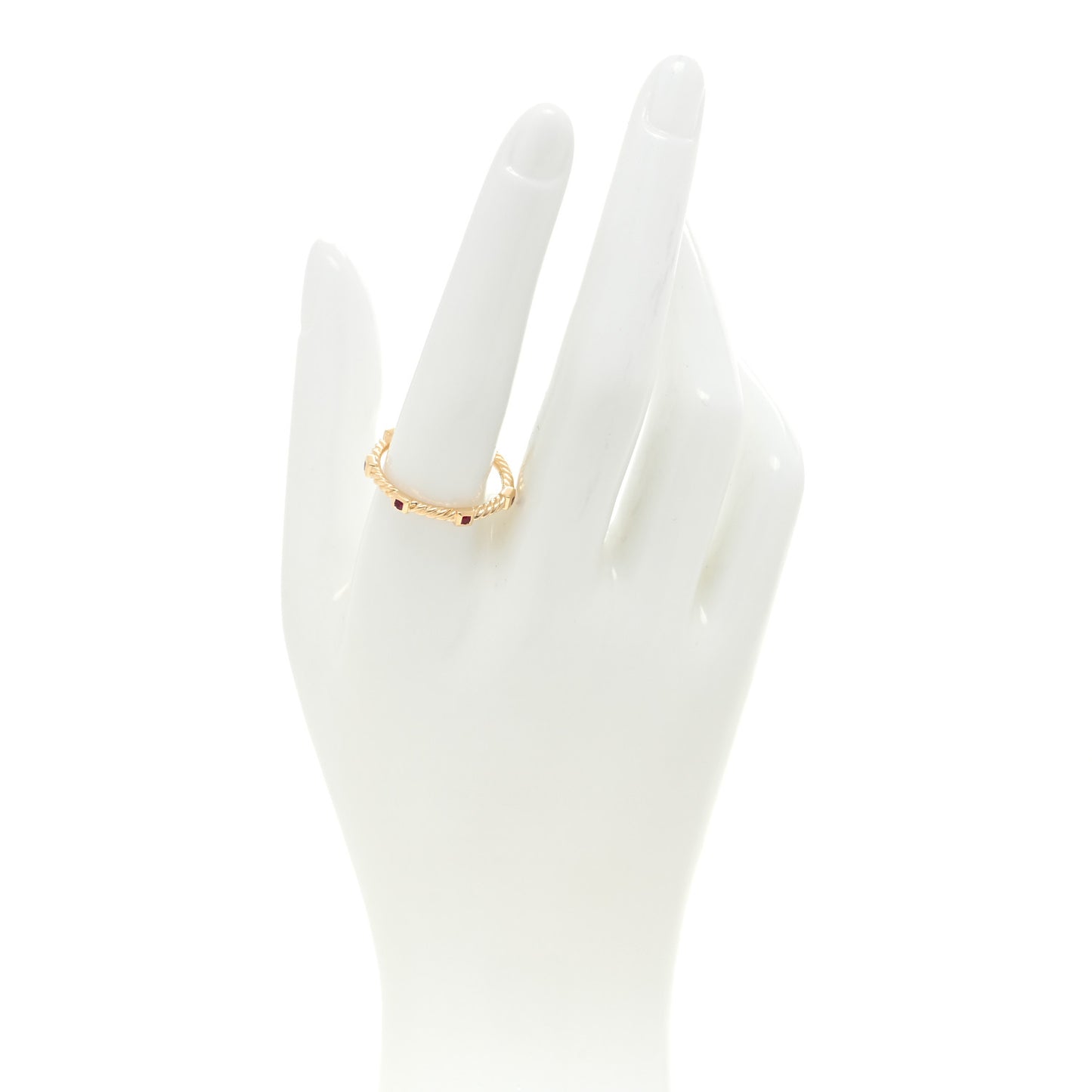 18K Yellow Gold Ruby Cable Collectibles Stack Ring 60 9