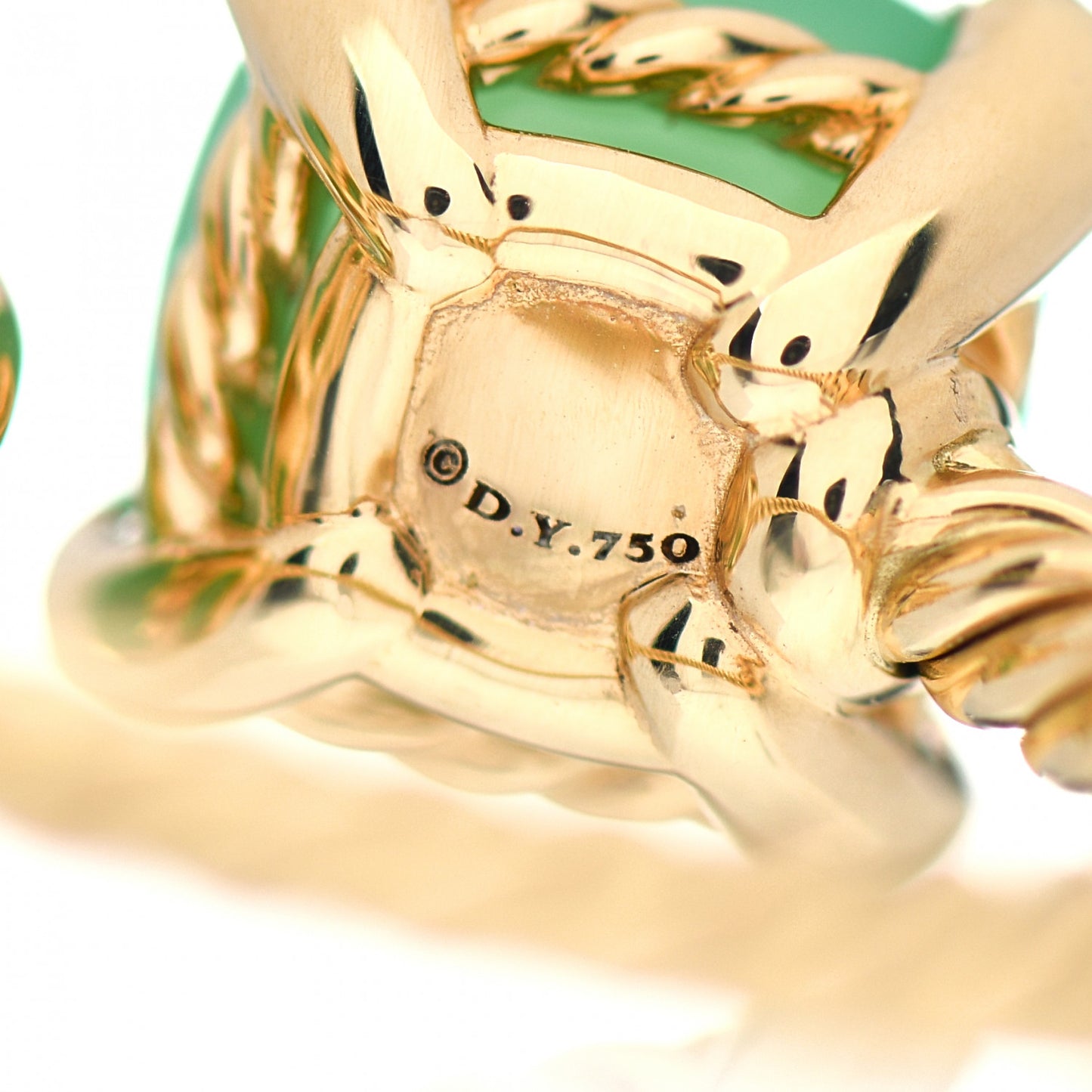 18K Yellow Gold Diamond Chrysoprase Chatelaine Bypass Ring 52 6