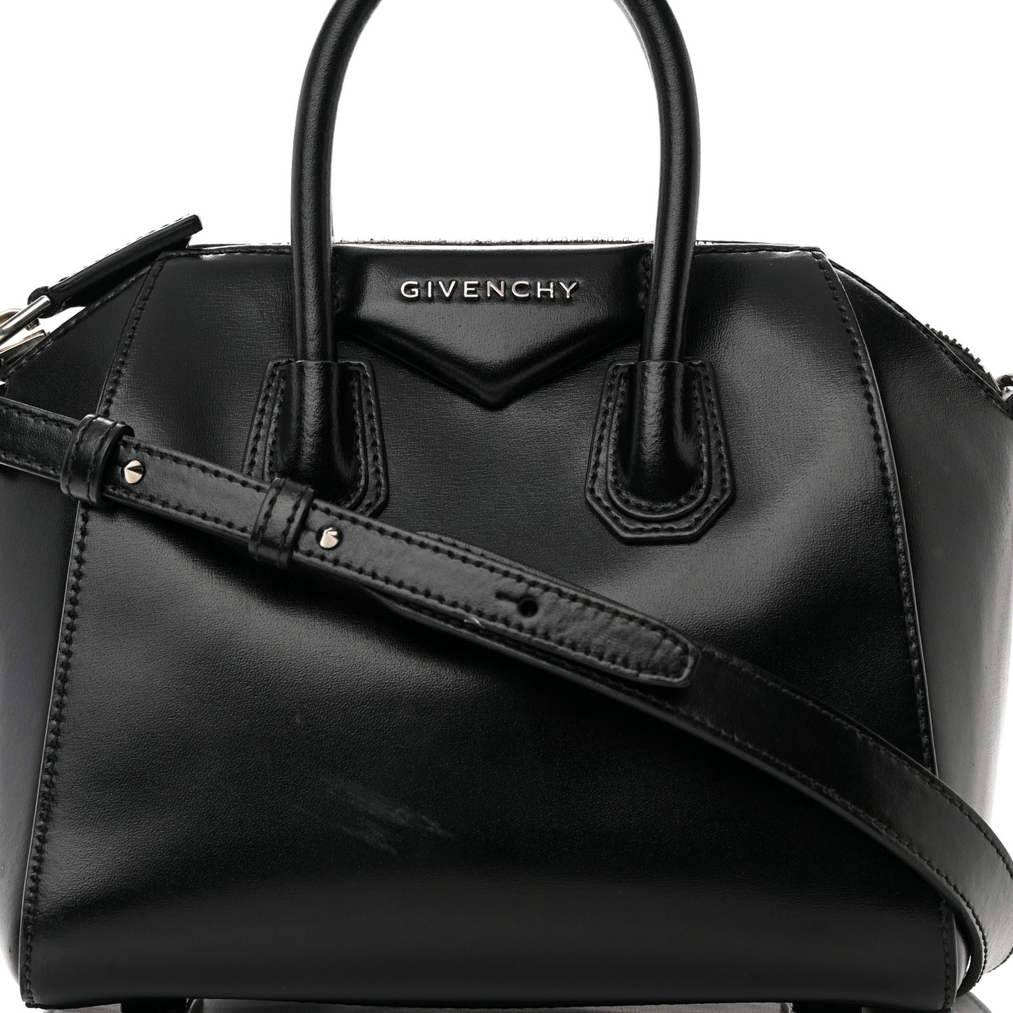 Shiny Lord Calfskin Mini Antigona Black