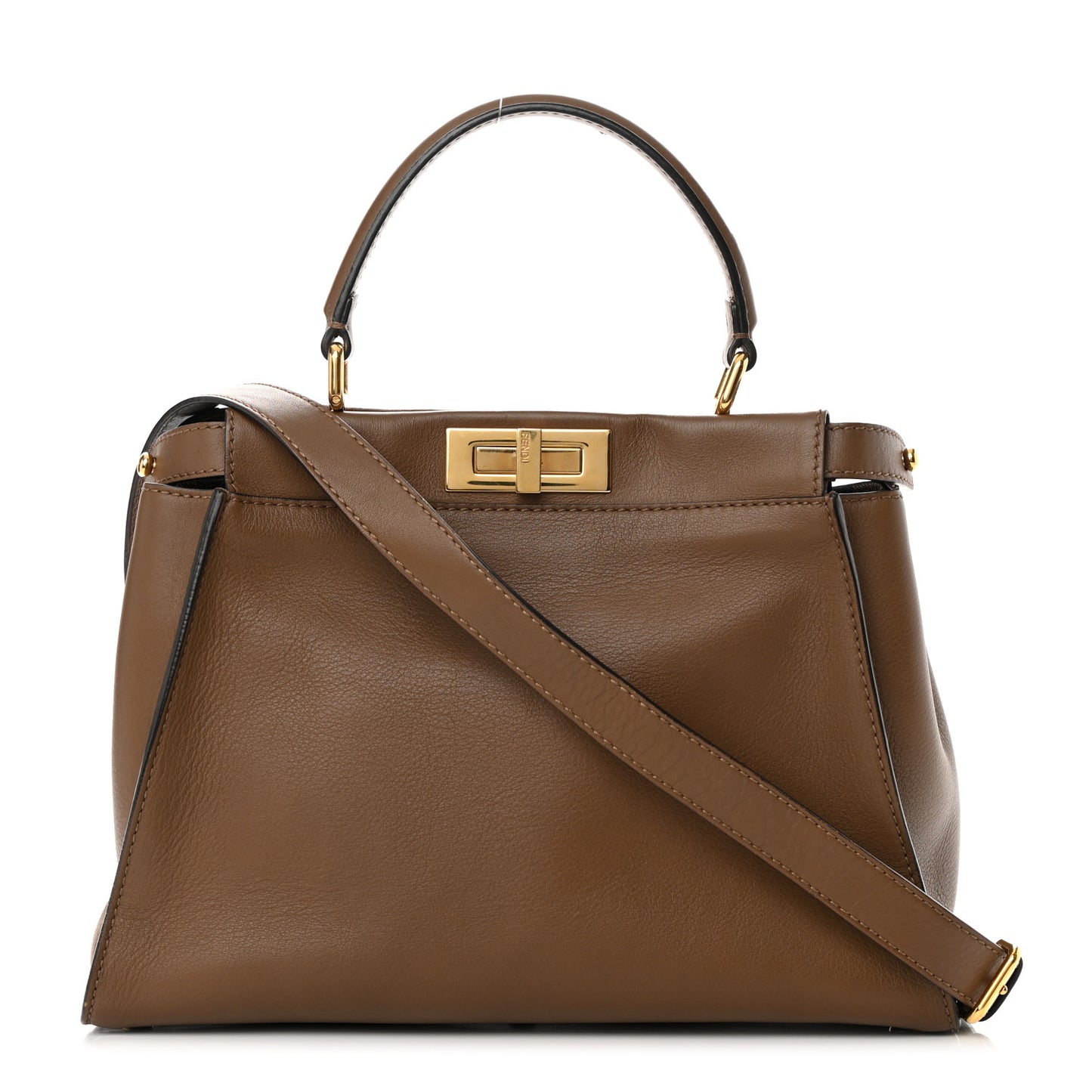 Vitello Seta Fabric Jacquard Pequin Medium Peekaboo Iconic Satchel Foresta Tobacco