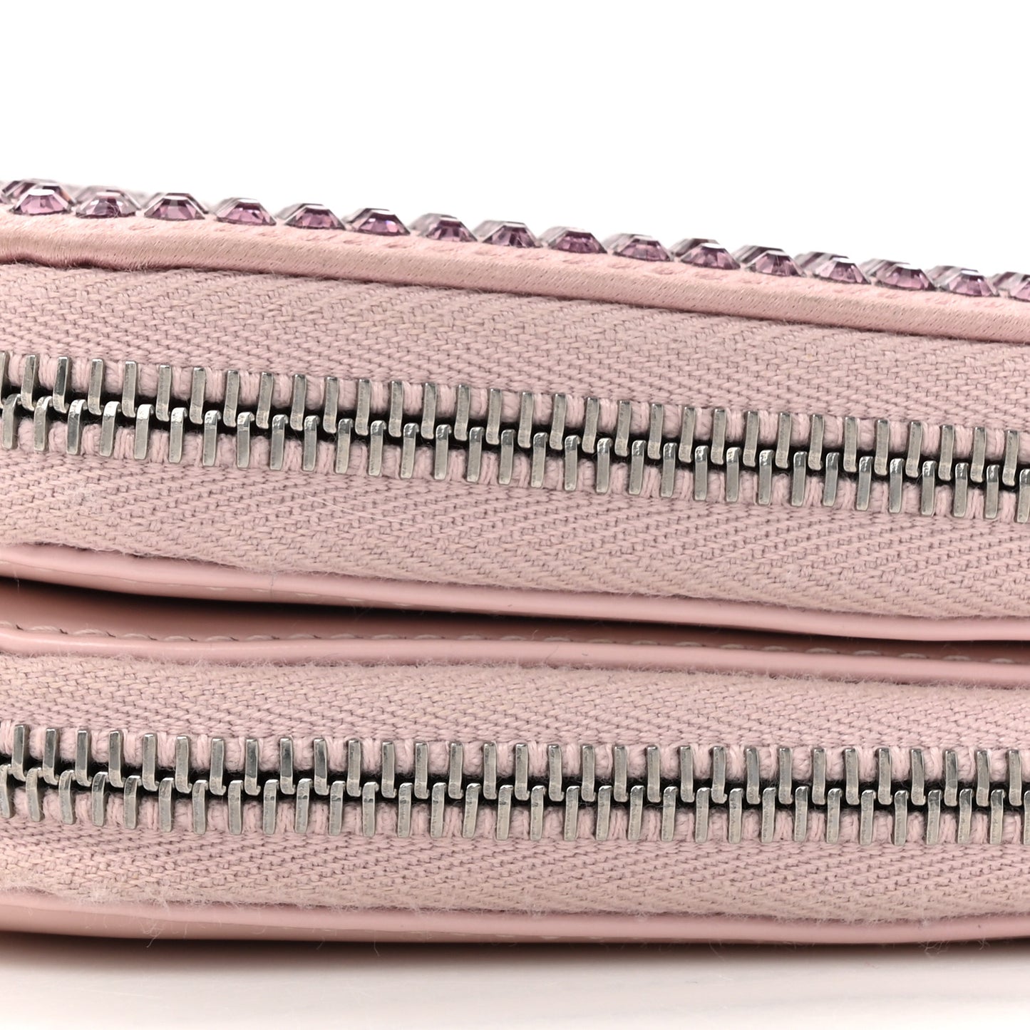 Satin Crystal Mini Triangle Crossbody Pouch Alabastro