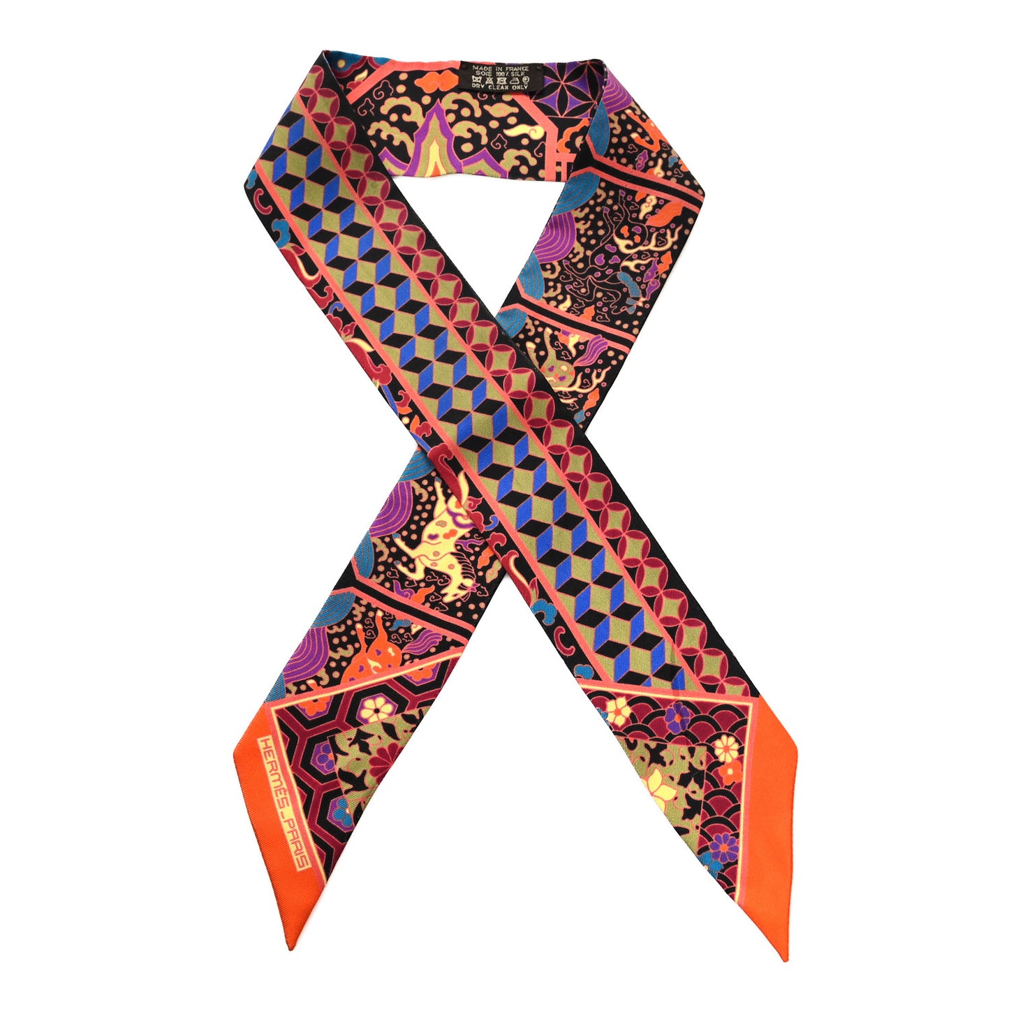 Silk Collections Imperiales Twilly Orange Fuchsia Black