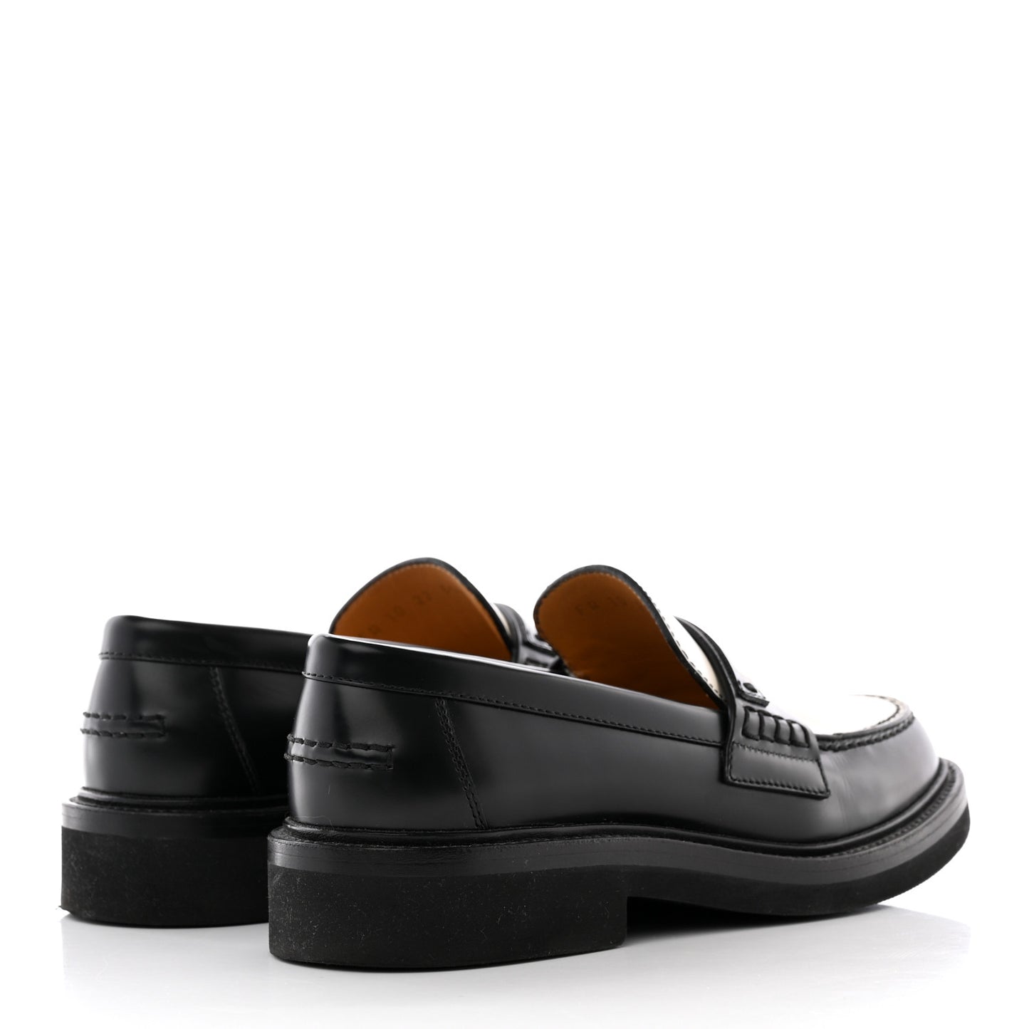 Brushed Calfskin Boy Loafers 35.5 Black White