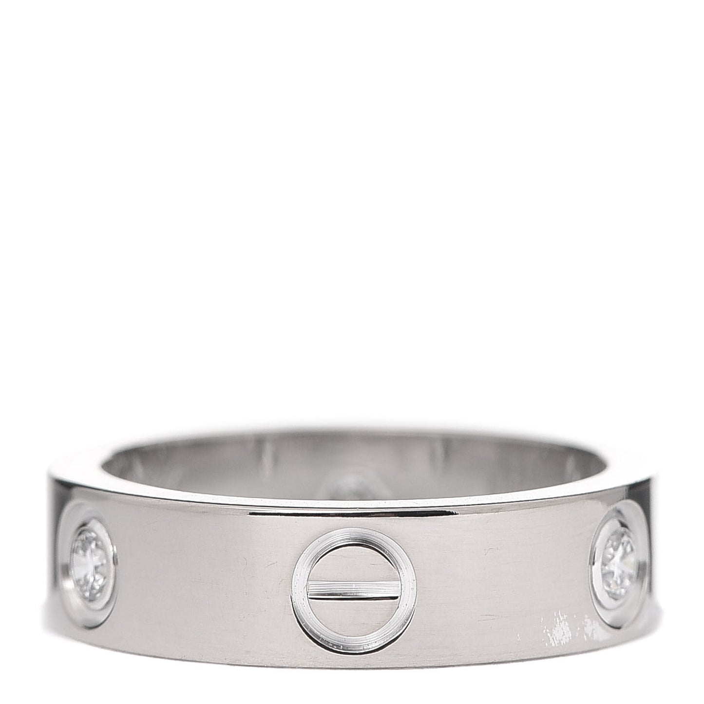 18K White Gold 3 Diamond 5.5mm LOVE Ring 54 6.75