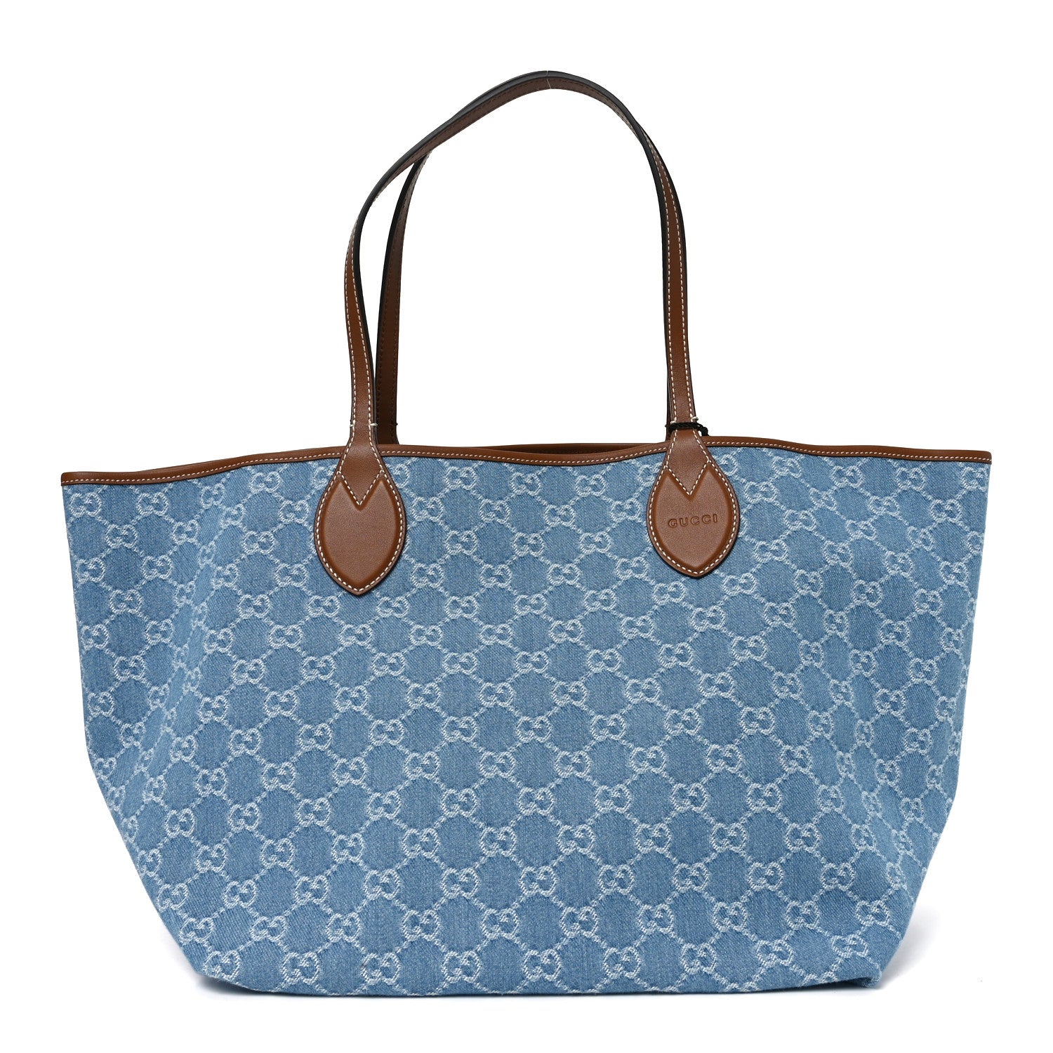 Gucci New Denim GG Monogram Calfskin Large Totissima Tote Light