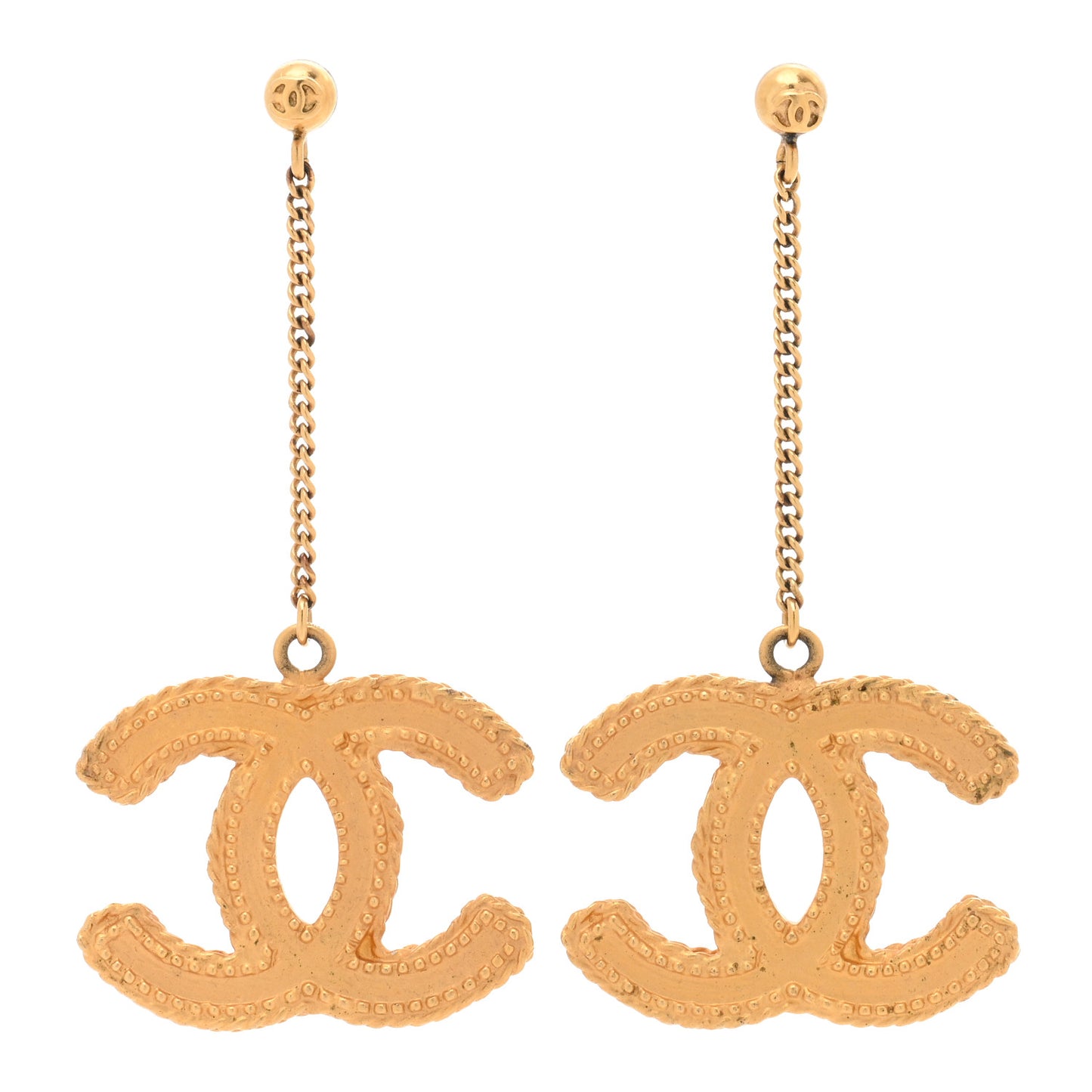 CC Drop Earrings Matte Gold