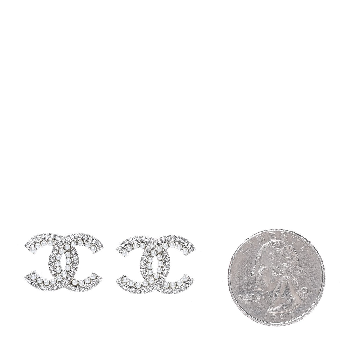 Pearl Crystal CC Snow Palace Earrings Silver