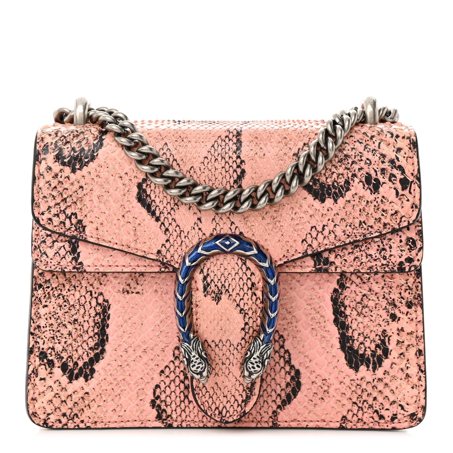 Snakeskin Enamel Mini Dionysus Shoulder Bag Pastel Pink