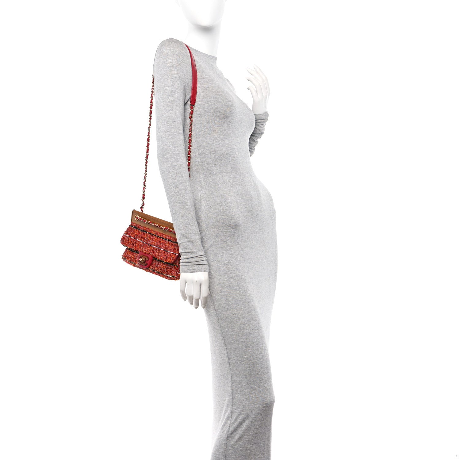 Chanel Tweed Knock On Wood Mini Flap Red 2 of 12