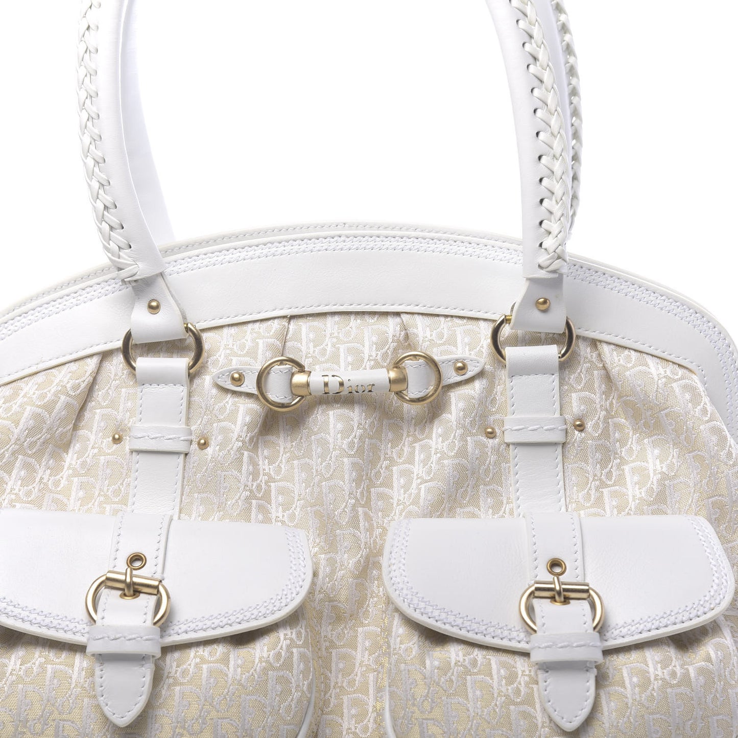 Monogram Large My Dior Frame Pocket Satchel White