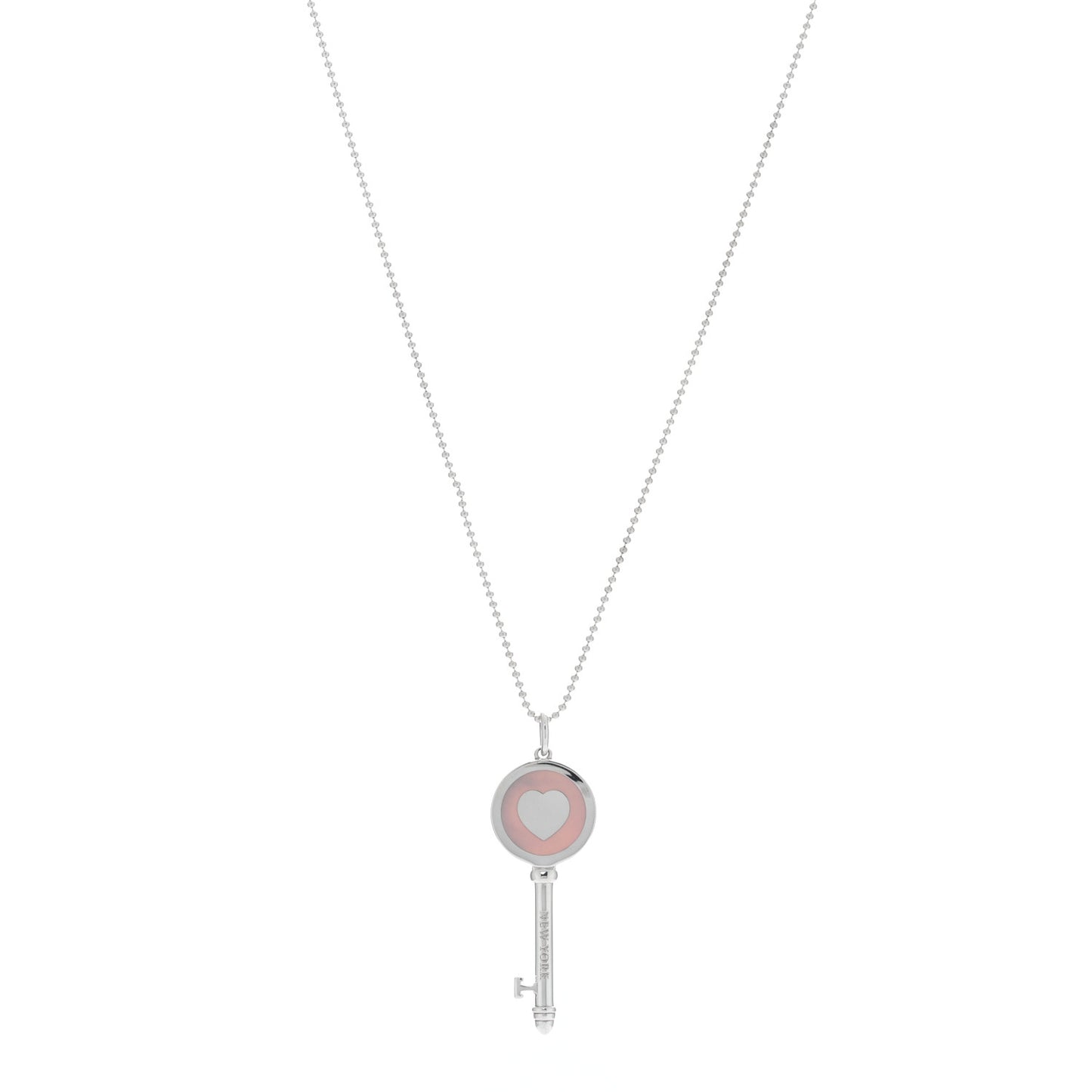 Sterling Silver Enamel Keys Heart Key Pendant Necklace Pink