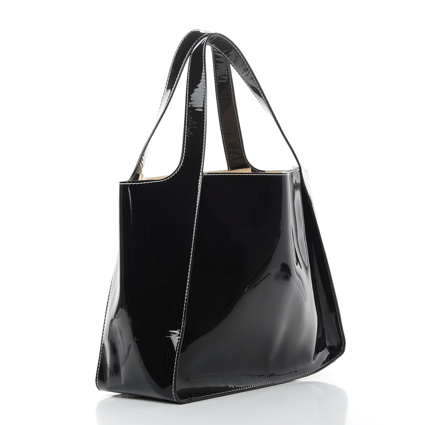 Eco Alter Patent East West Perforated Tote Black
