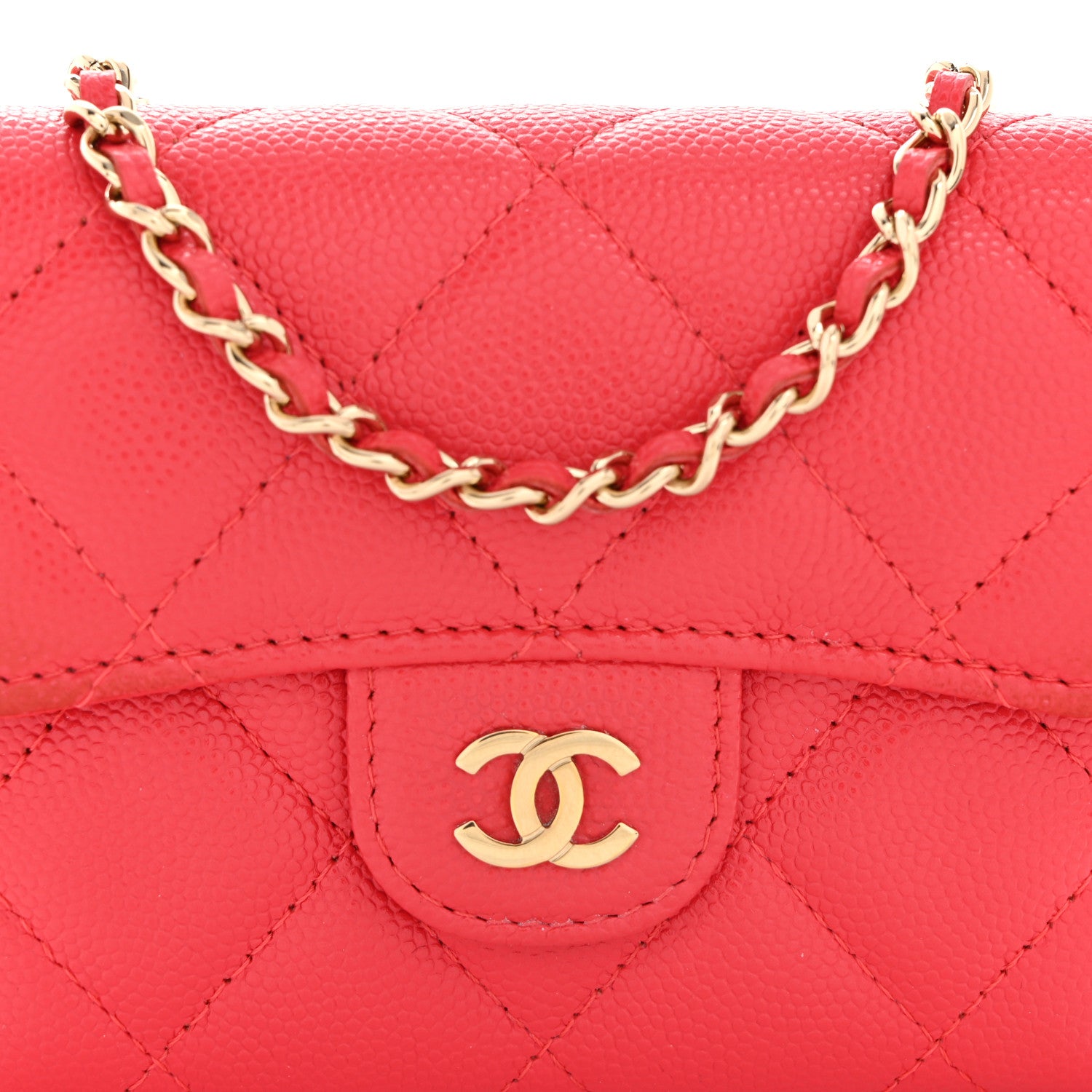 Chanel Caviar Quilted Flap Card Holder On Chain Dark Pink 8 of 10