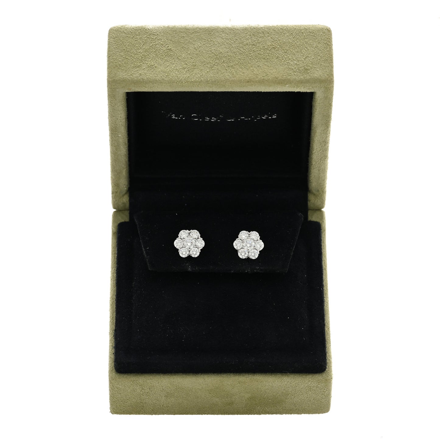 18K White Gold Diamond Fleurette Earrings