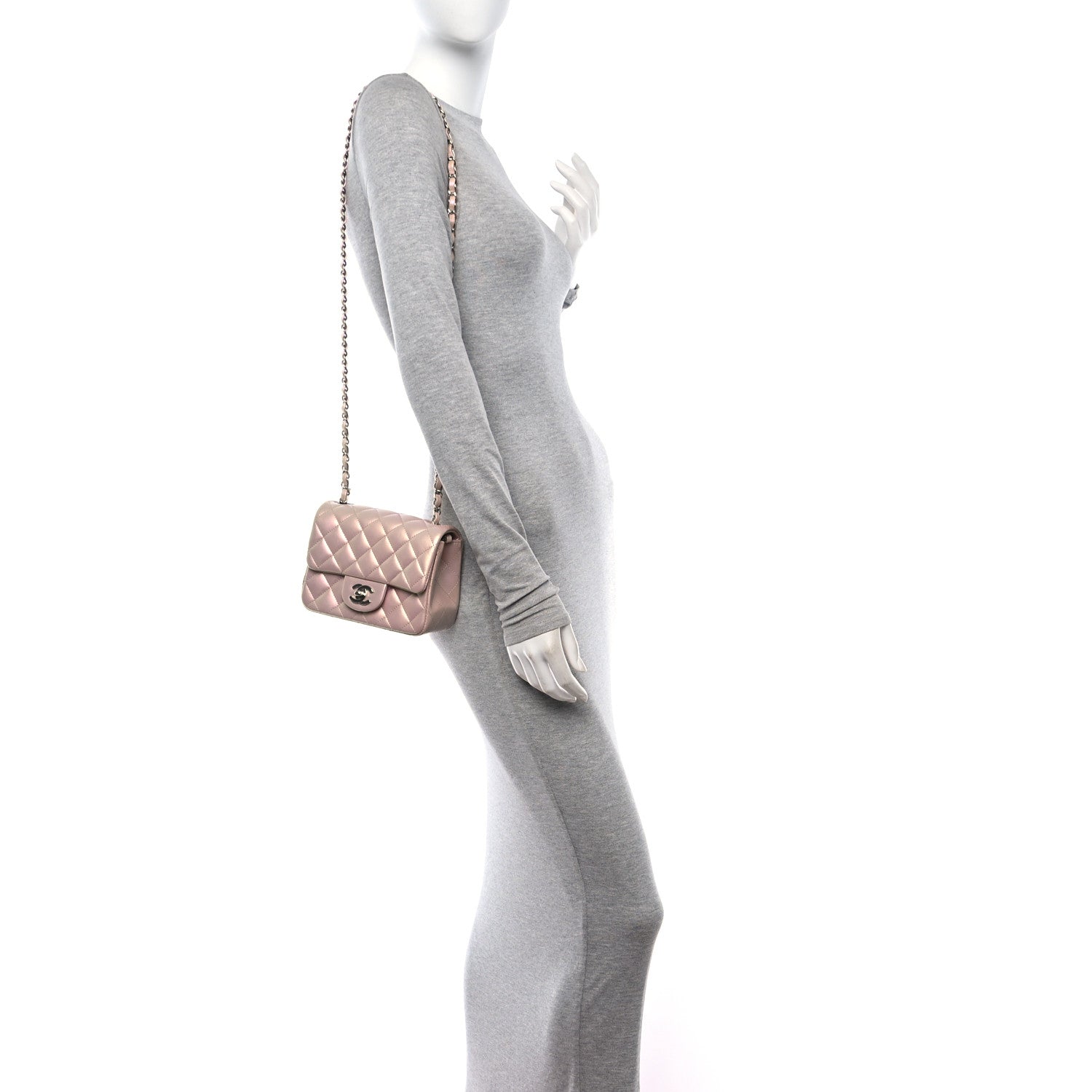 Chanel Iridescent Calfskin Quilted Mini Square Flap Pink 3 of 11