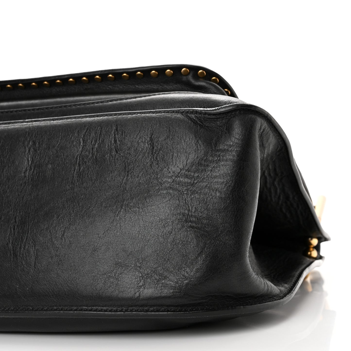 Calfskin Studded Medium Hudson Double Carry Shoulder Bag Black