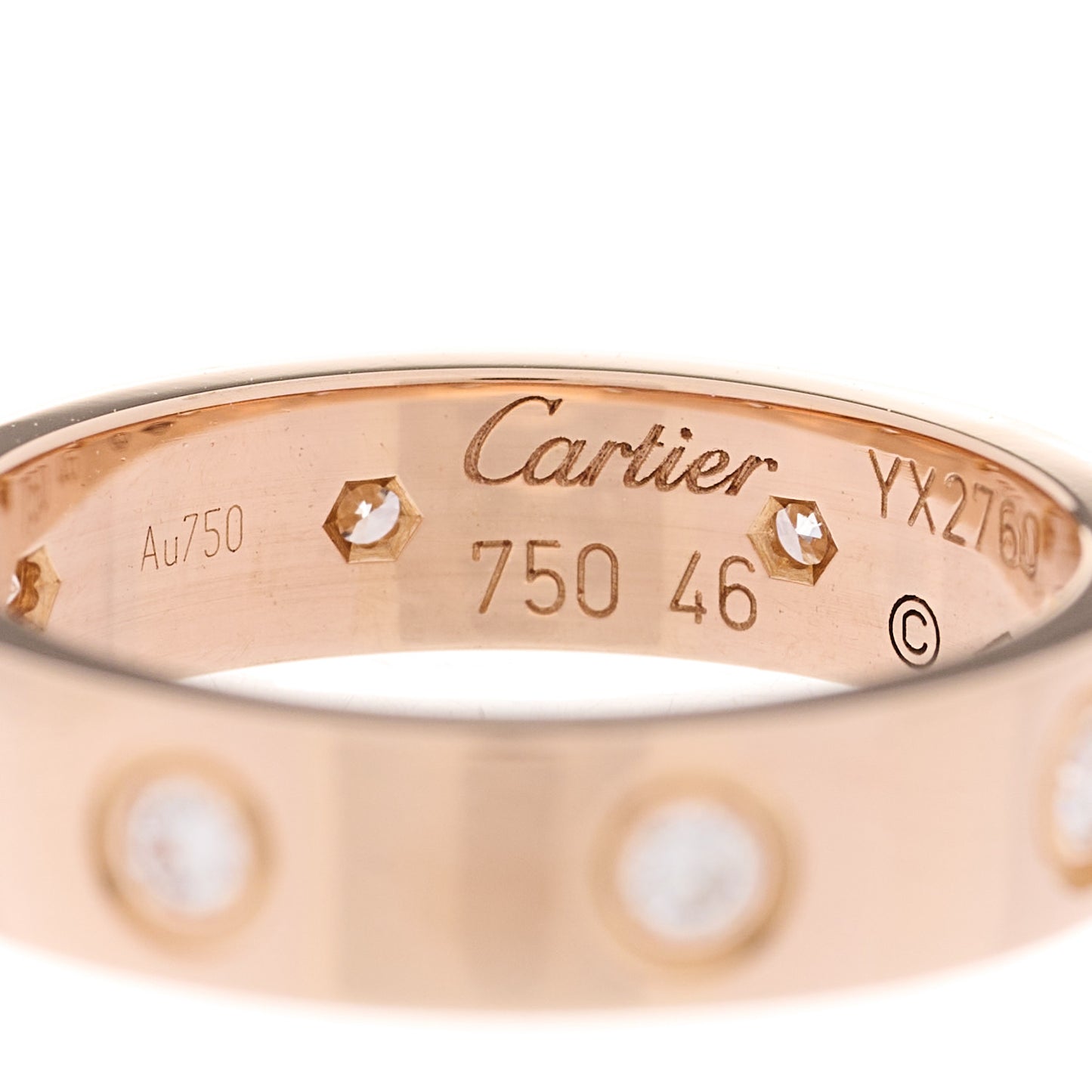 18K Pink Gold 8 Diamond 4mm LOVE Wedding Band Ring 46 3.75