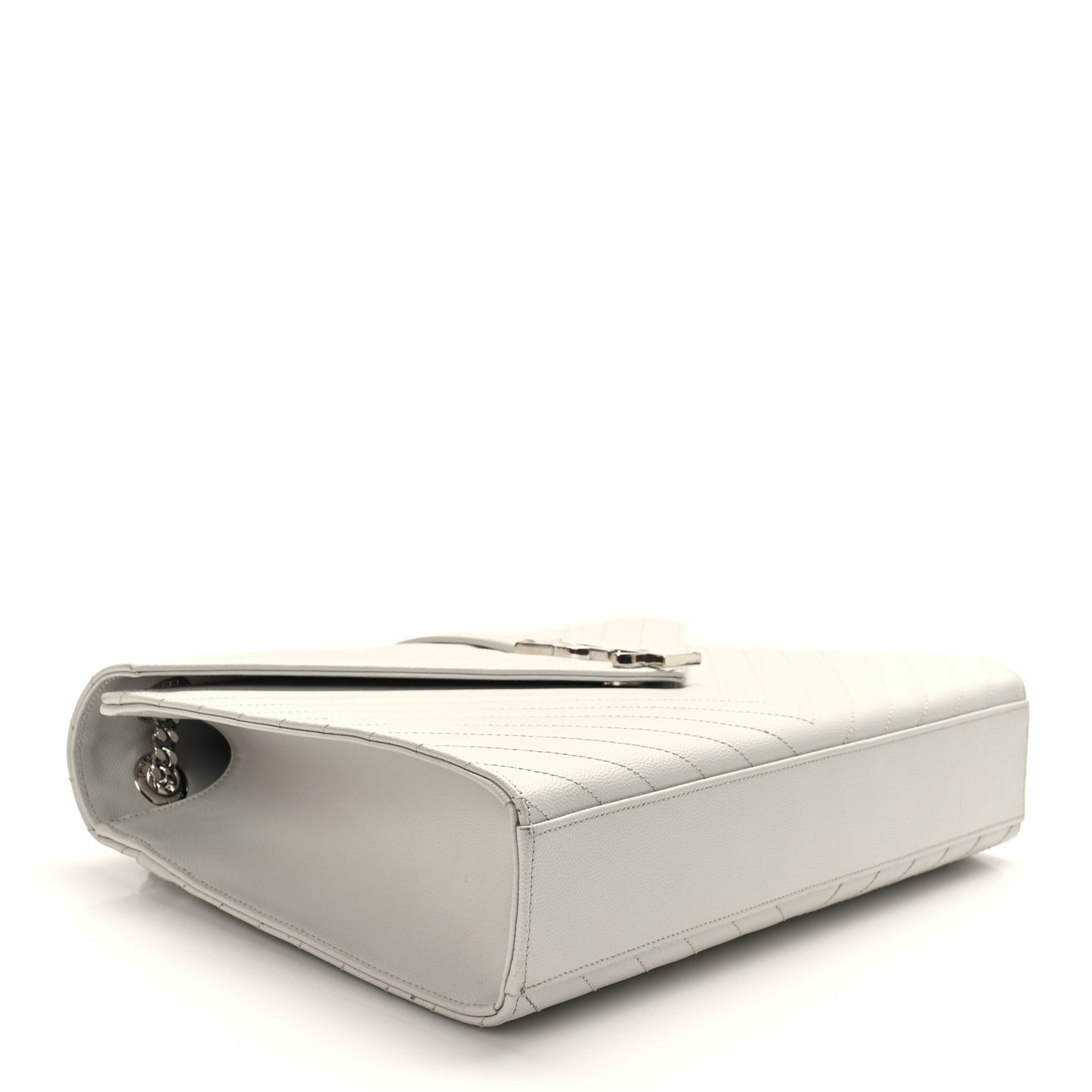 Grain De Poudre Matelasse Chevron Large Monogram Satchel Gris Perle