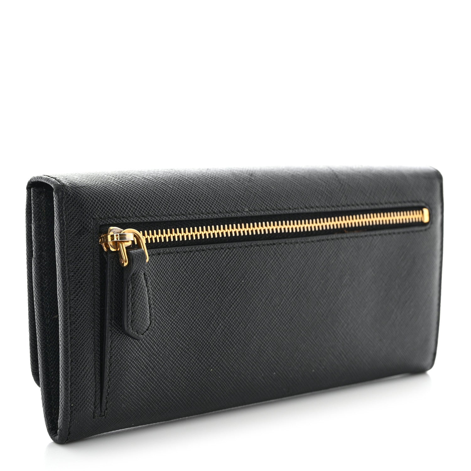 Prada Saffiano Metal Continental Flap Wallet Black 3 of 11