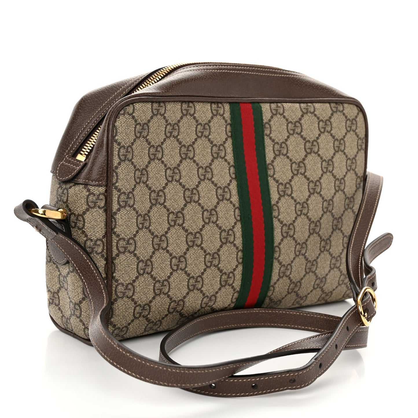 GG Supreme Monogram Web Small Ophidia Shoulder Bag Brown