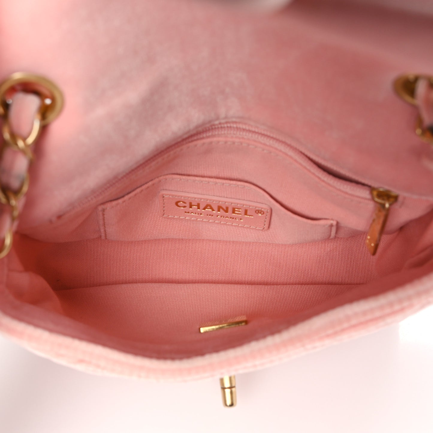 Velour Quilted Mini Double Frame Flap Rose