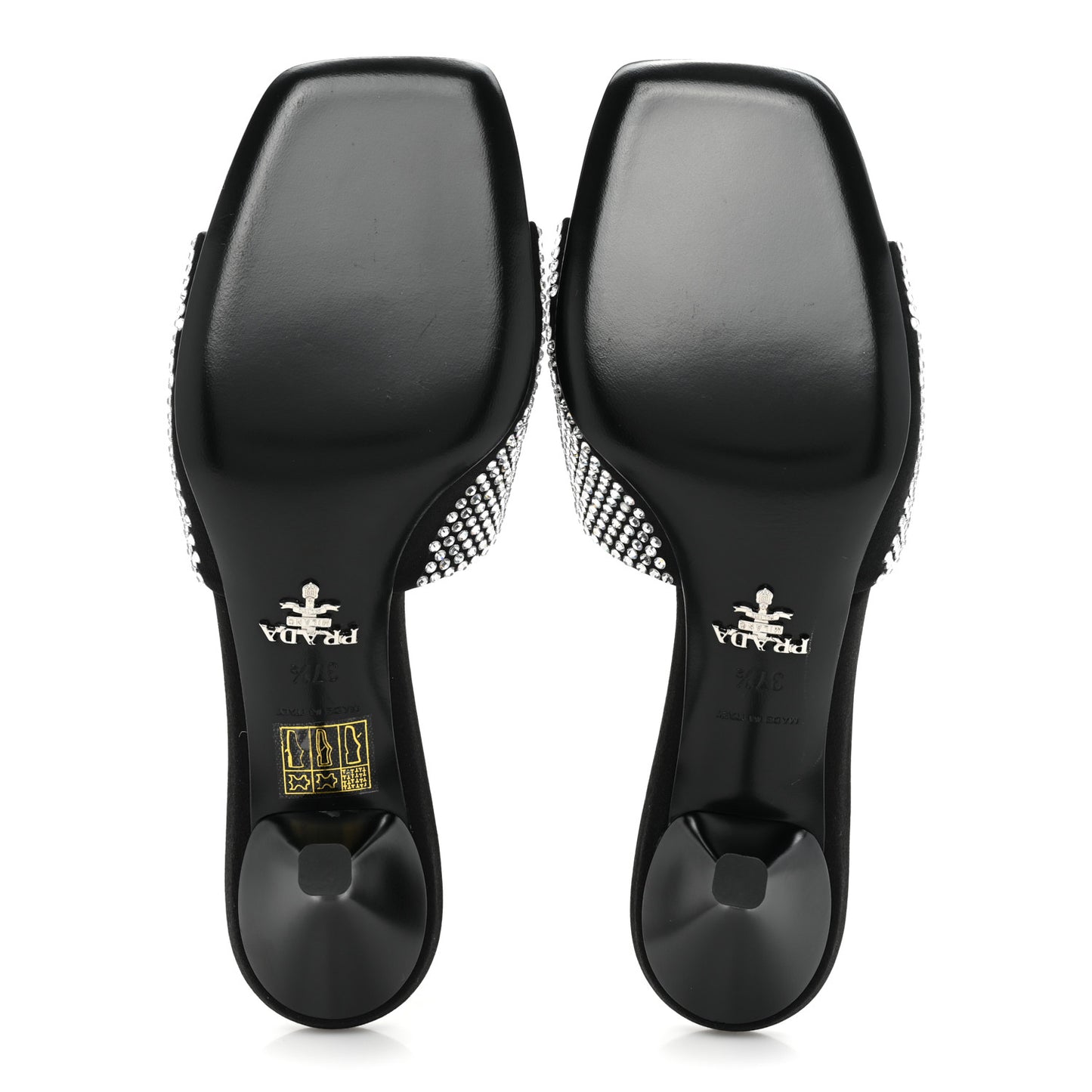 Satin Crystal Logo 65mm Slide Sandals 37.5 Cristal