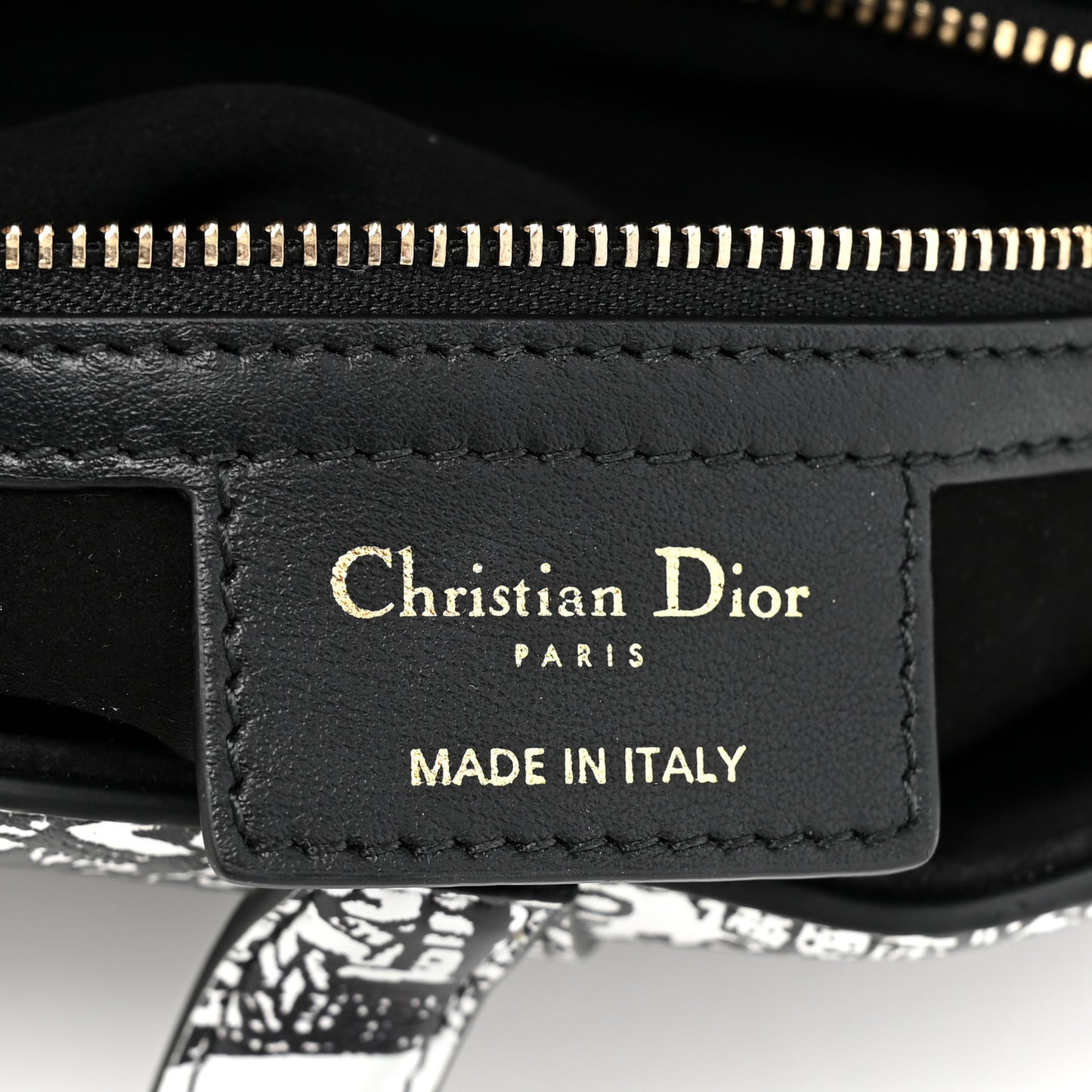 Calfskin Plan De Paris Printed Saddle Bag With Strap White Black
