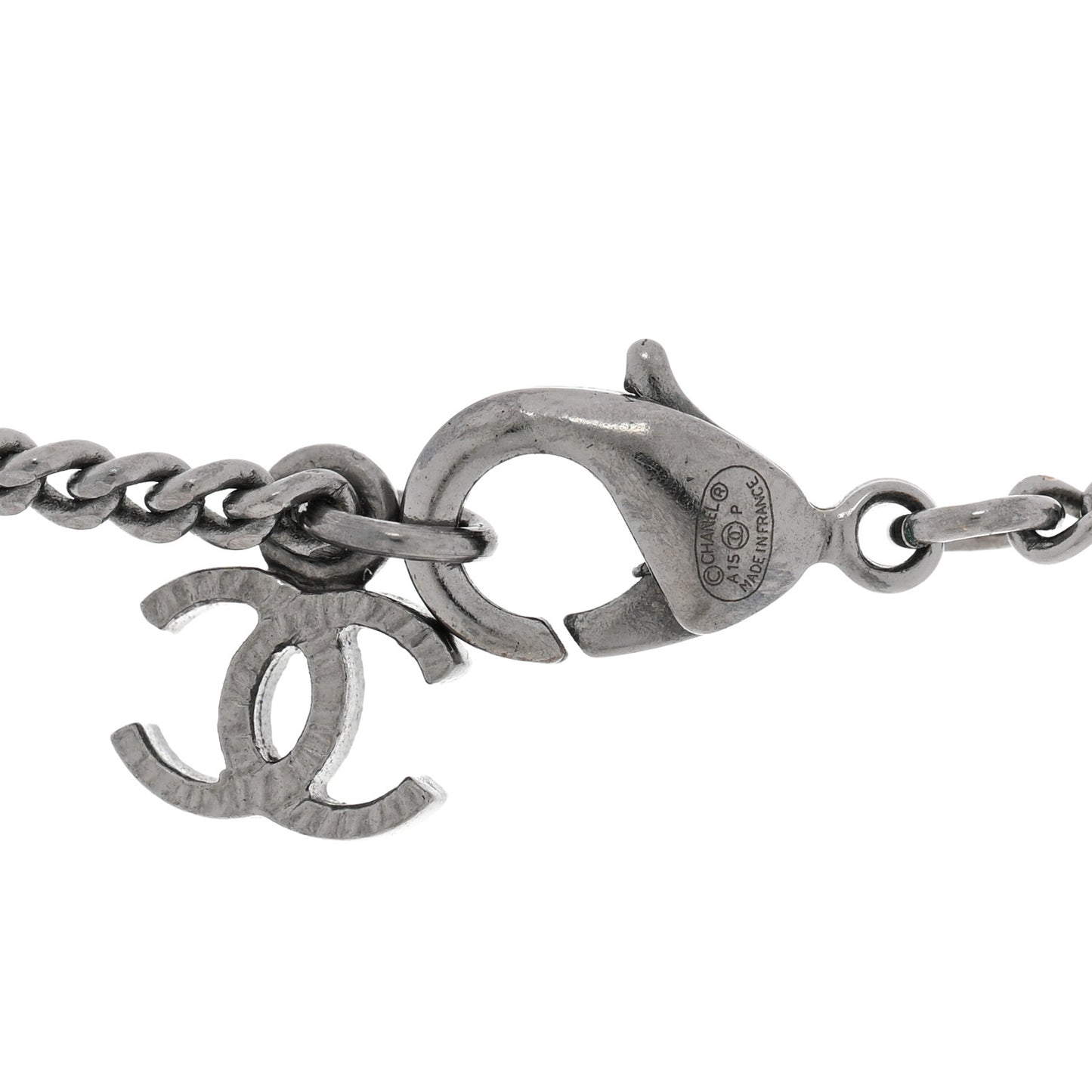 Baguette Crystal Large CC Necklace Silver
