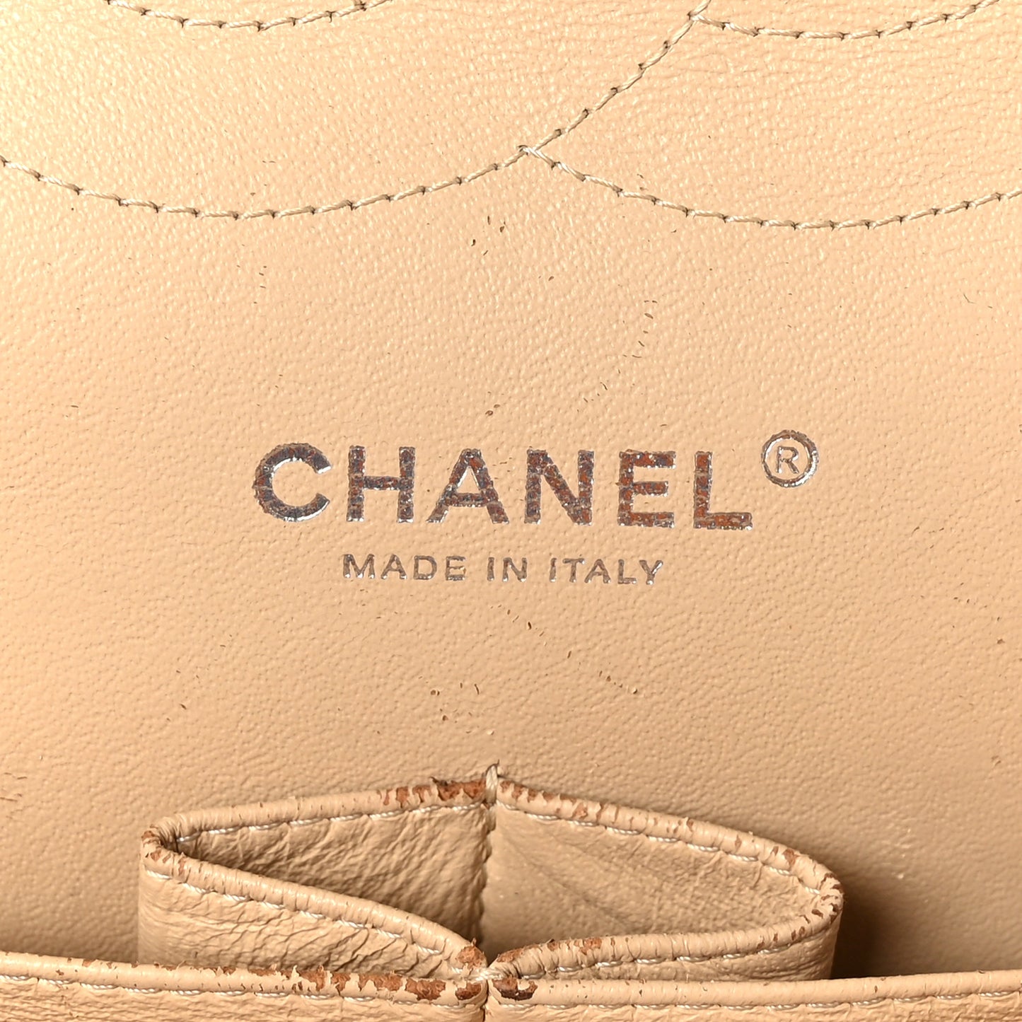 Caviar Quilted Jumbo Double Flap Beige