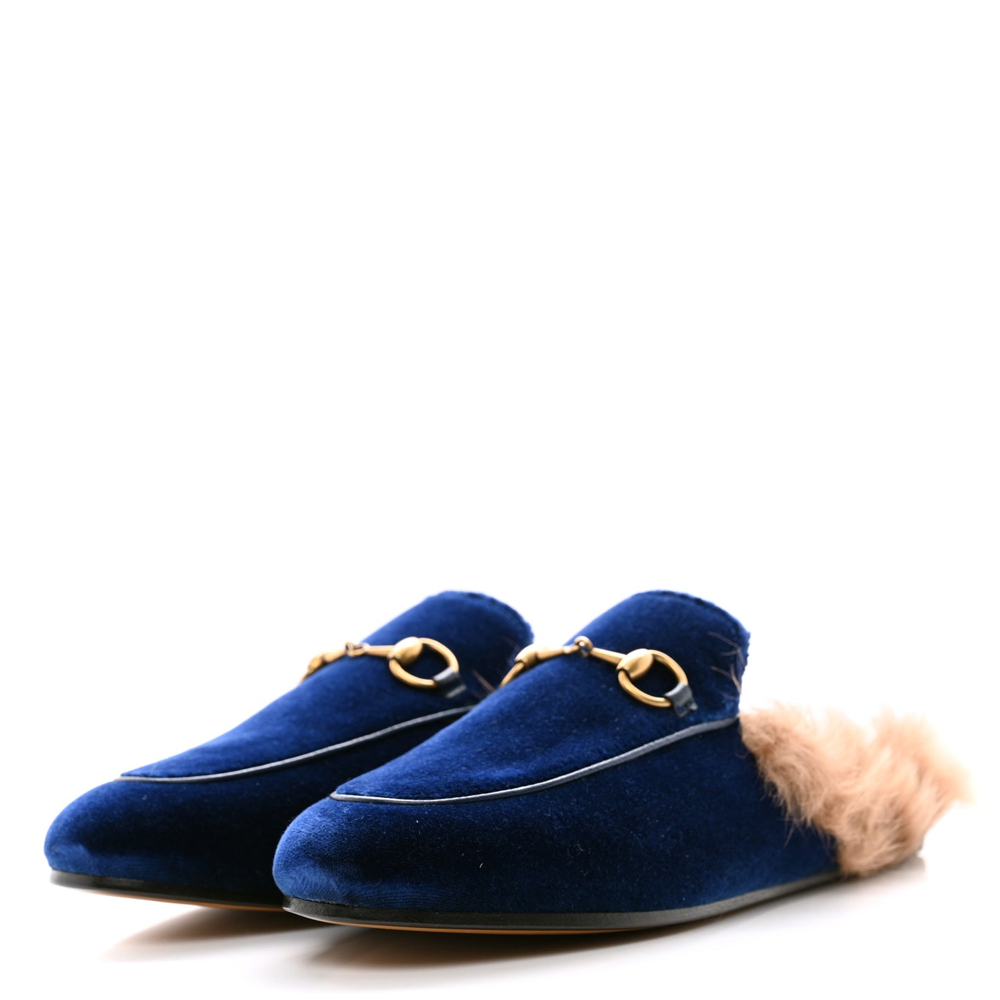 Velvet Fur Womens Princetown Slippers 36 Cobalt Blue