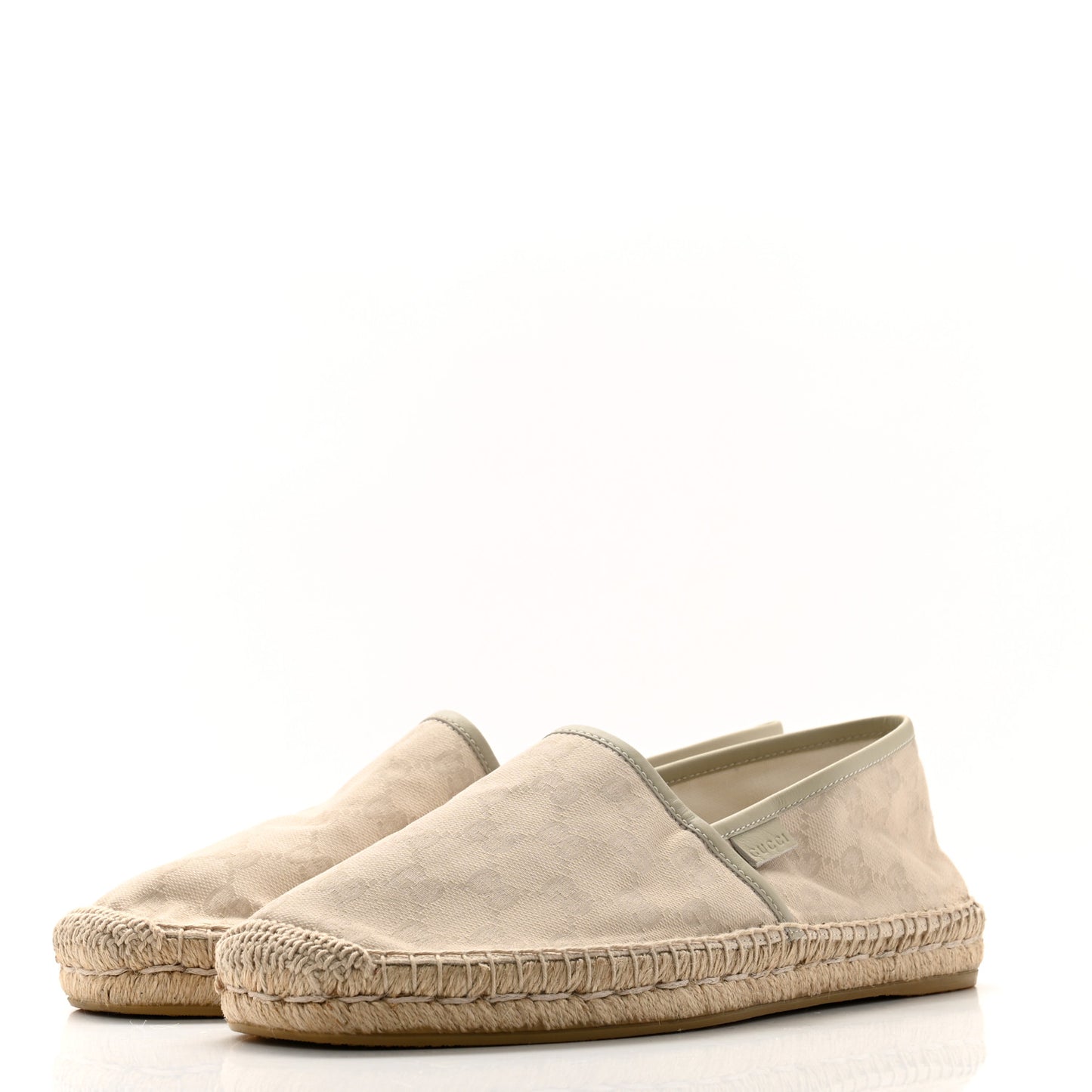 Washed Cotton Miro Soft Calfskin GG Monogram Mens Espadrilles 9 White Mystic White