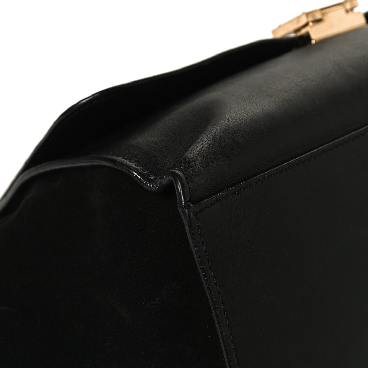 Crocodile Embossed Calfskin Suede Medium Trapeze Black