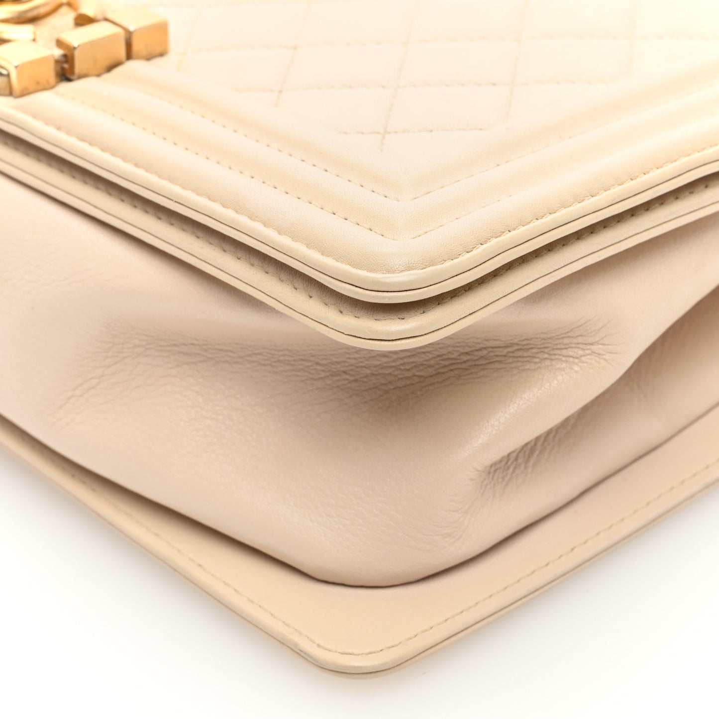 Calfskin Quilted Medium Boy Flap Beige