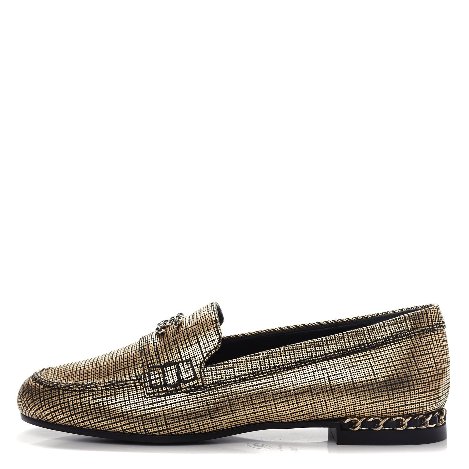 Chanel Fantasy Calfskin CC Chain Mocassin Loafers 37.5 Gold 1 of 11