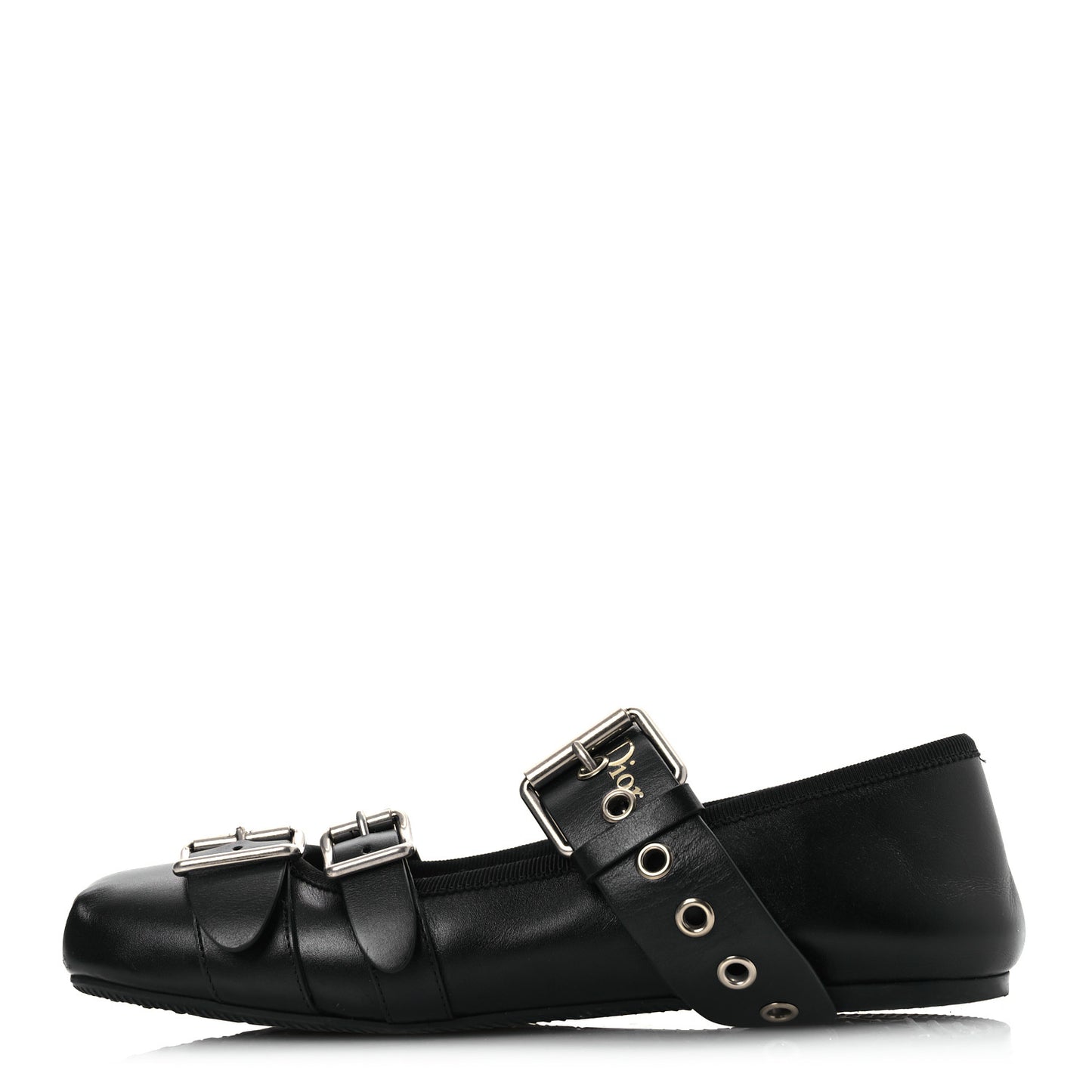 Calfskin Punk Ballet Flats 36 Black
