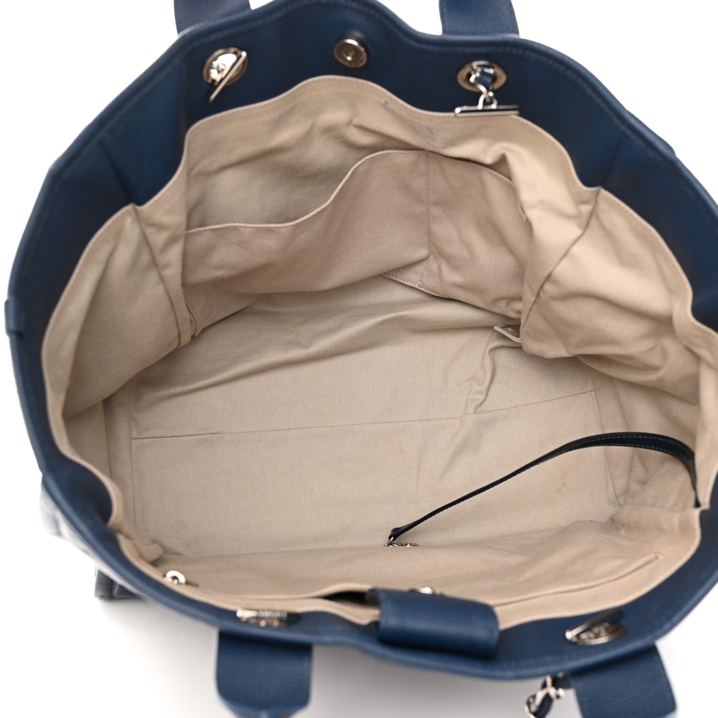 Glazed Calfskin Large Deauville Tote Blue